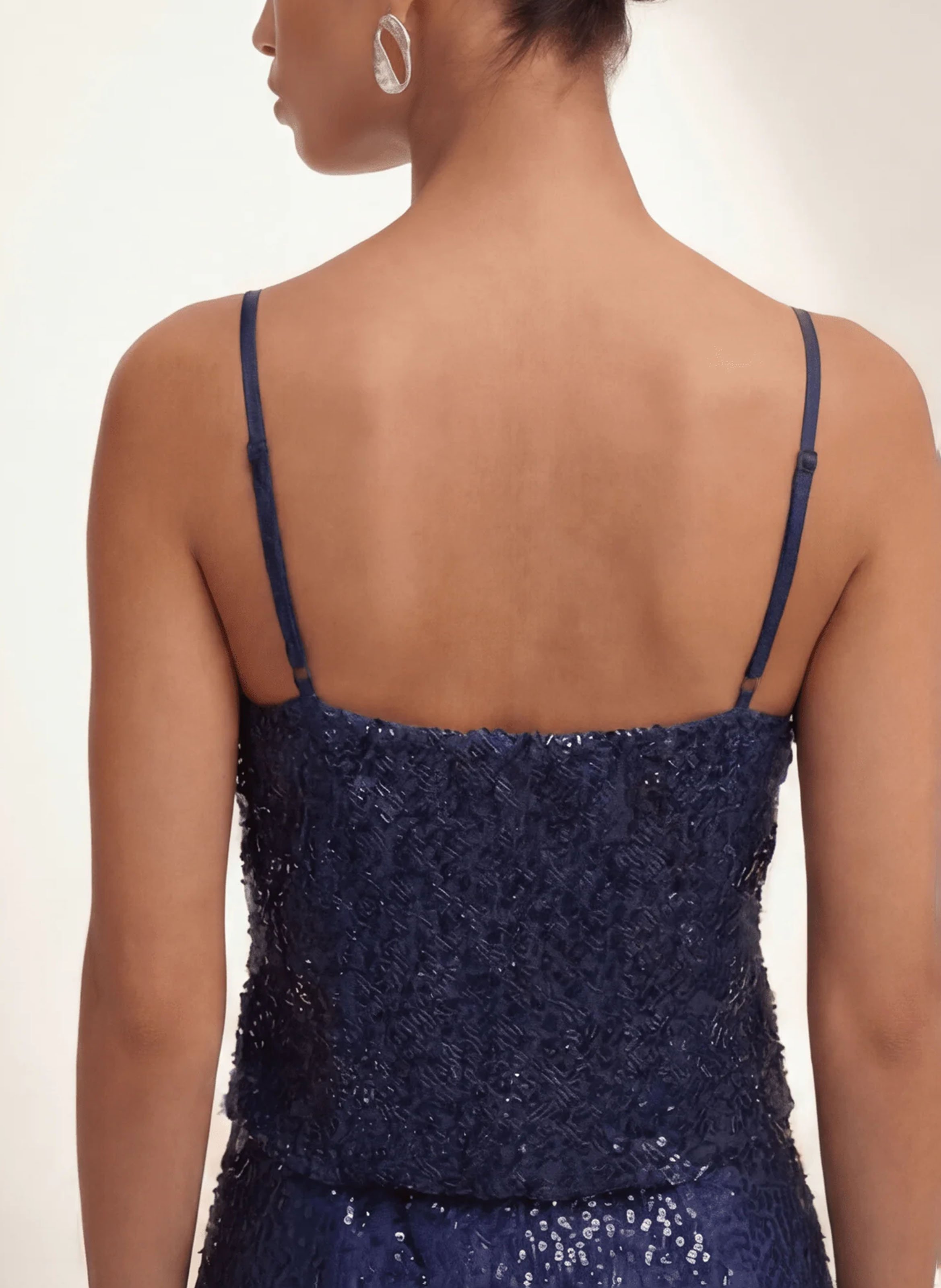 Korte top met fijne bandjes en pailletten KOOKAI Blauw