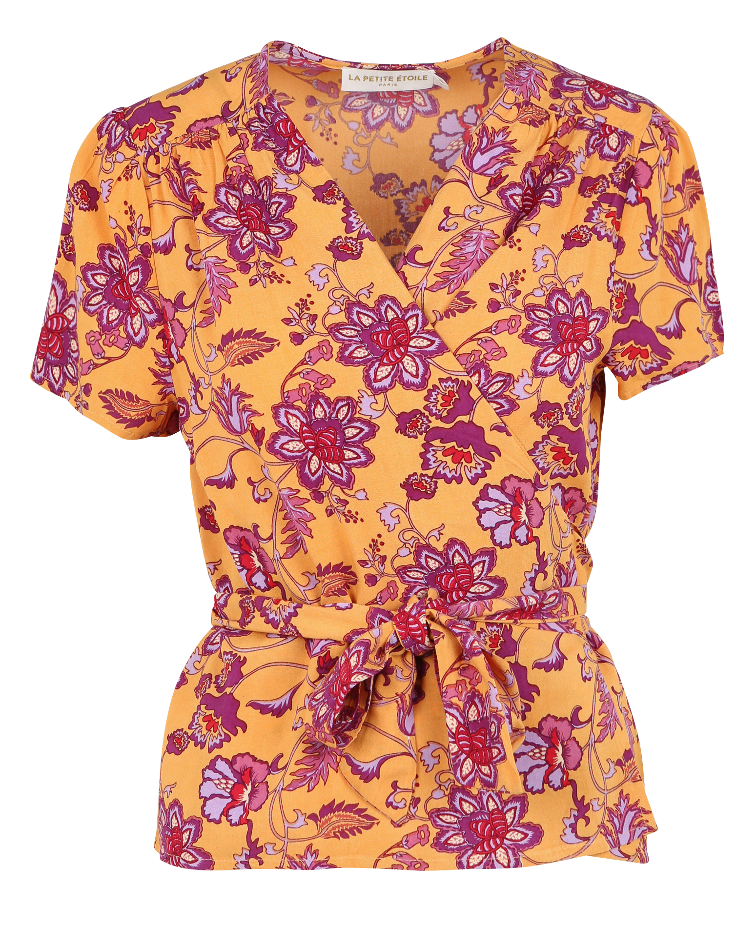 Straight-cut Indian floral print wrap top LA PETITE ETOILE Multicolored
