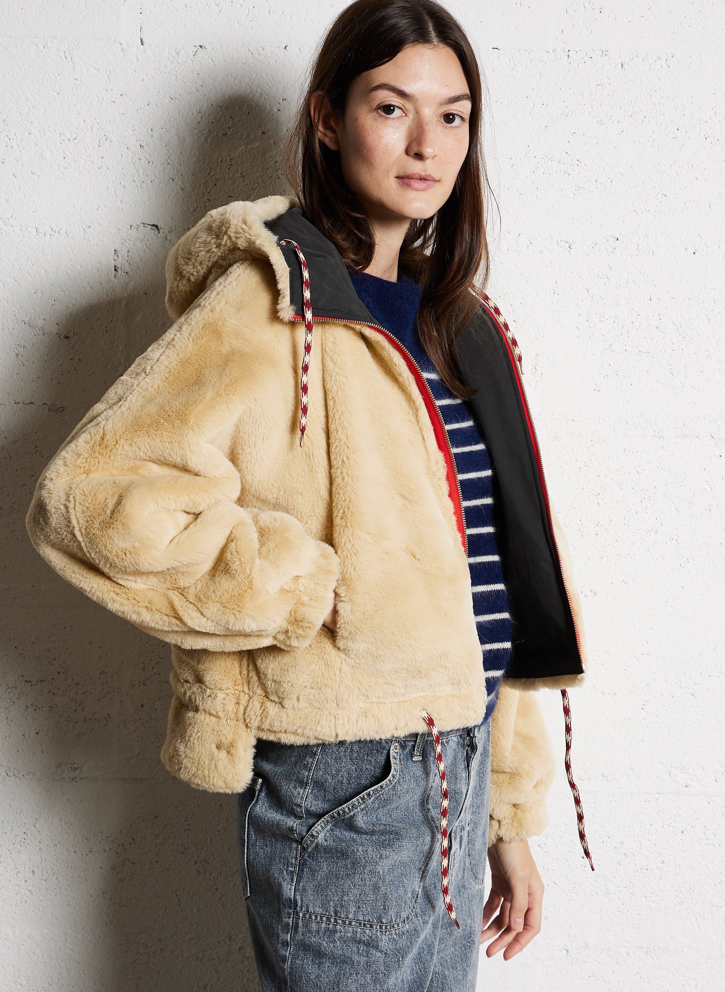 Blouson col montant ample en coton mélangé BELLEROSE Noir