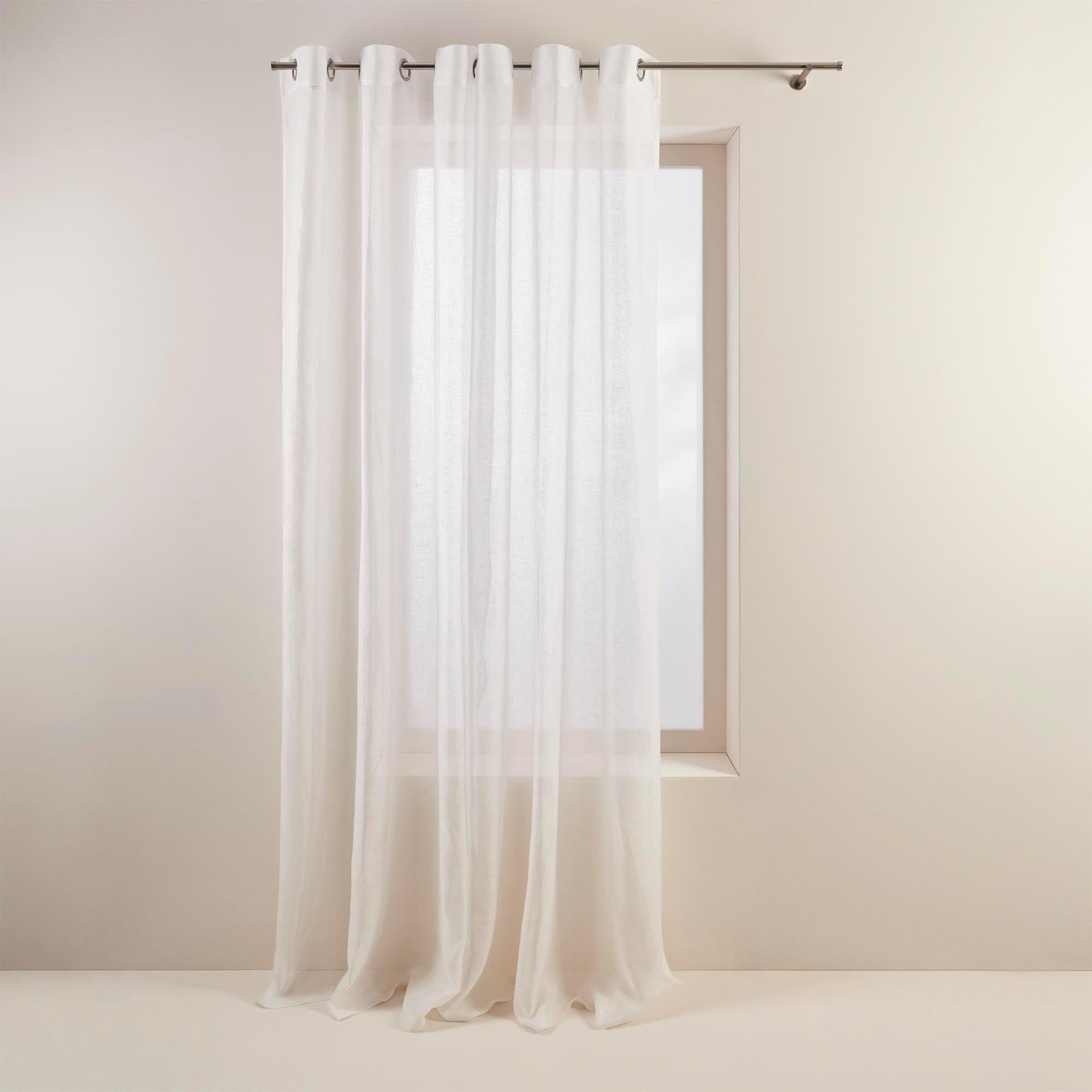 SHADOW - Linen net curtain with eyelets MADURA White