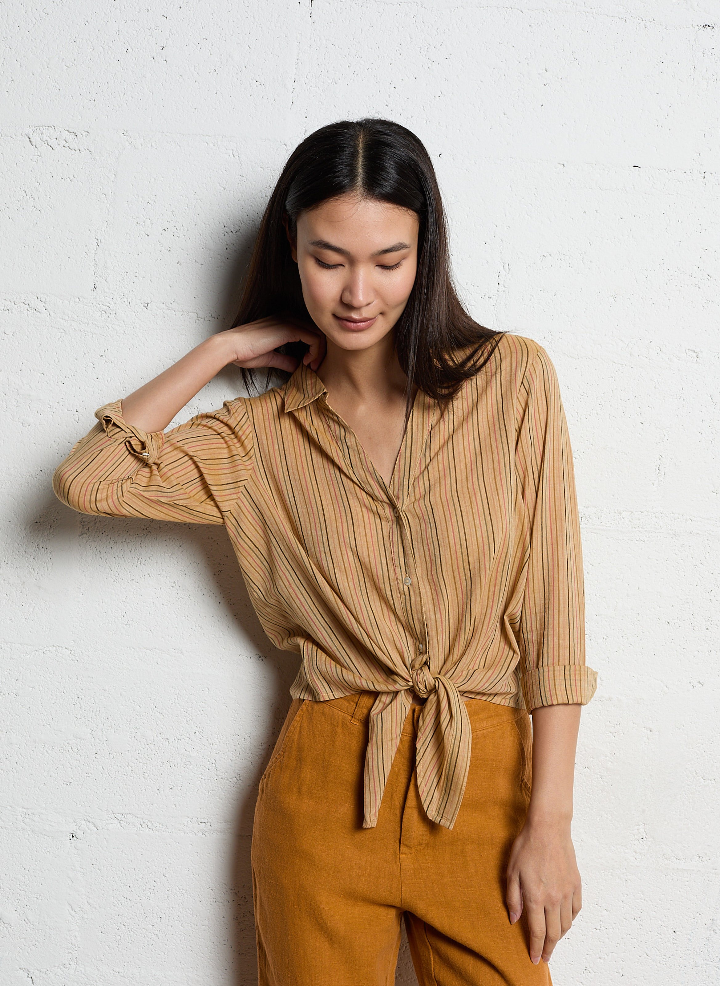 Cotton shirt with classic collar EMILE ET IDA Yellow