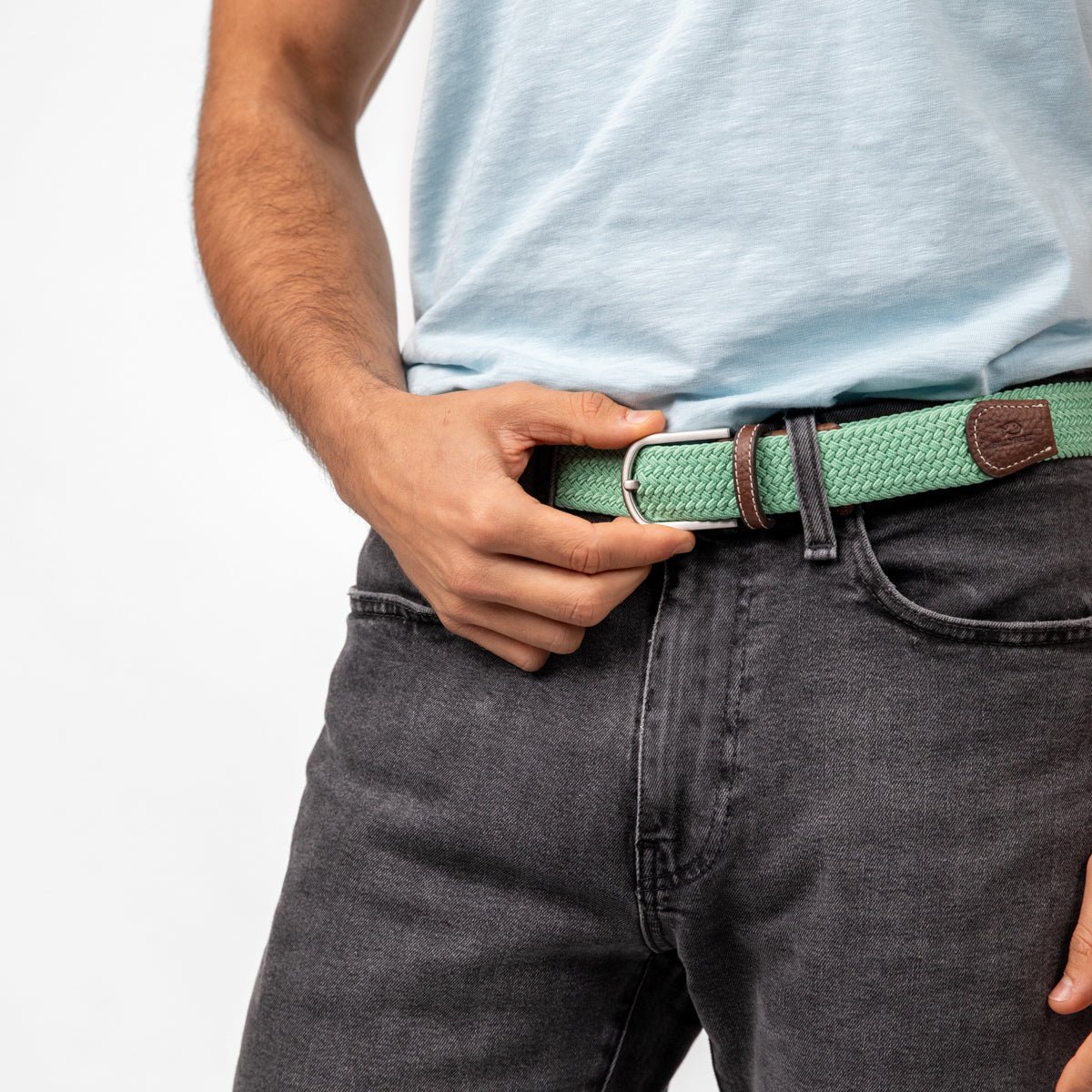Solid Elastic Braided Belt BILLYBELT Green