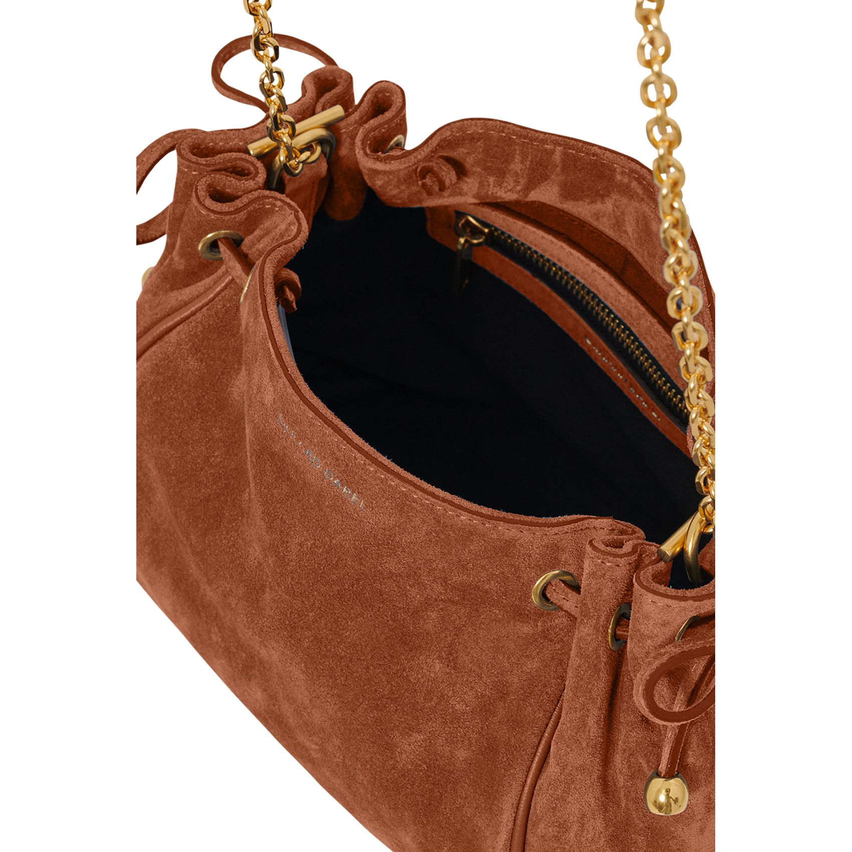 Sac bandoulière en cuir velours GERARD DAREL Marron