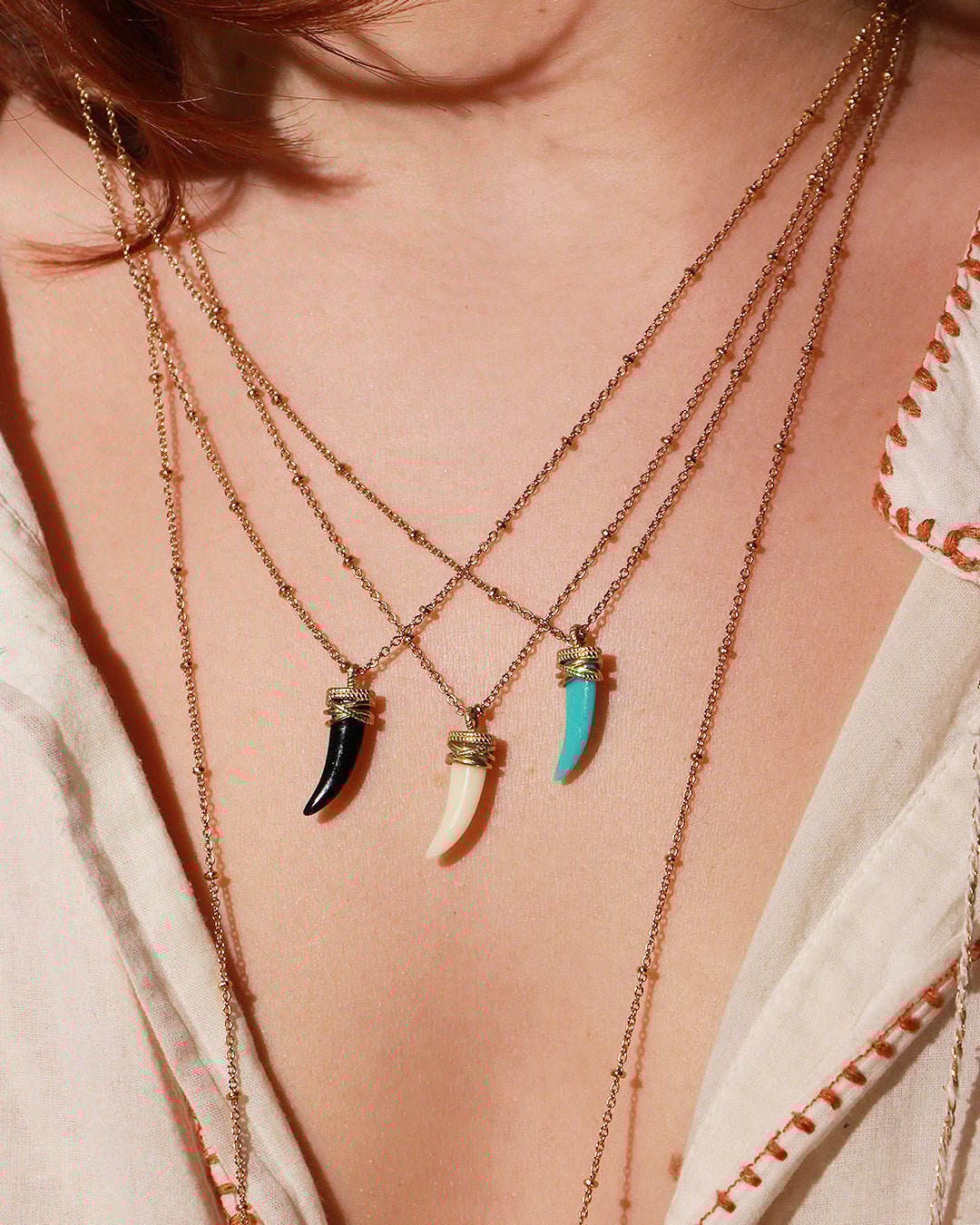 Gold-plated tribe necklace NILAI Beige