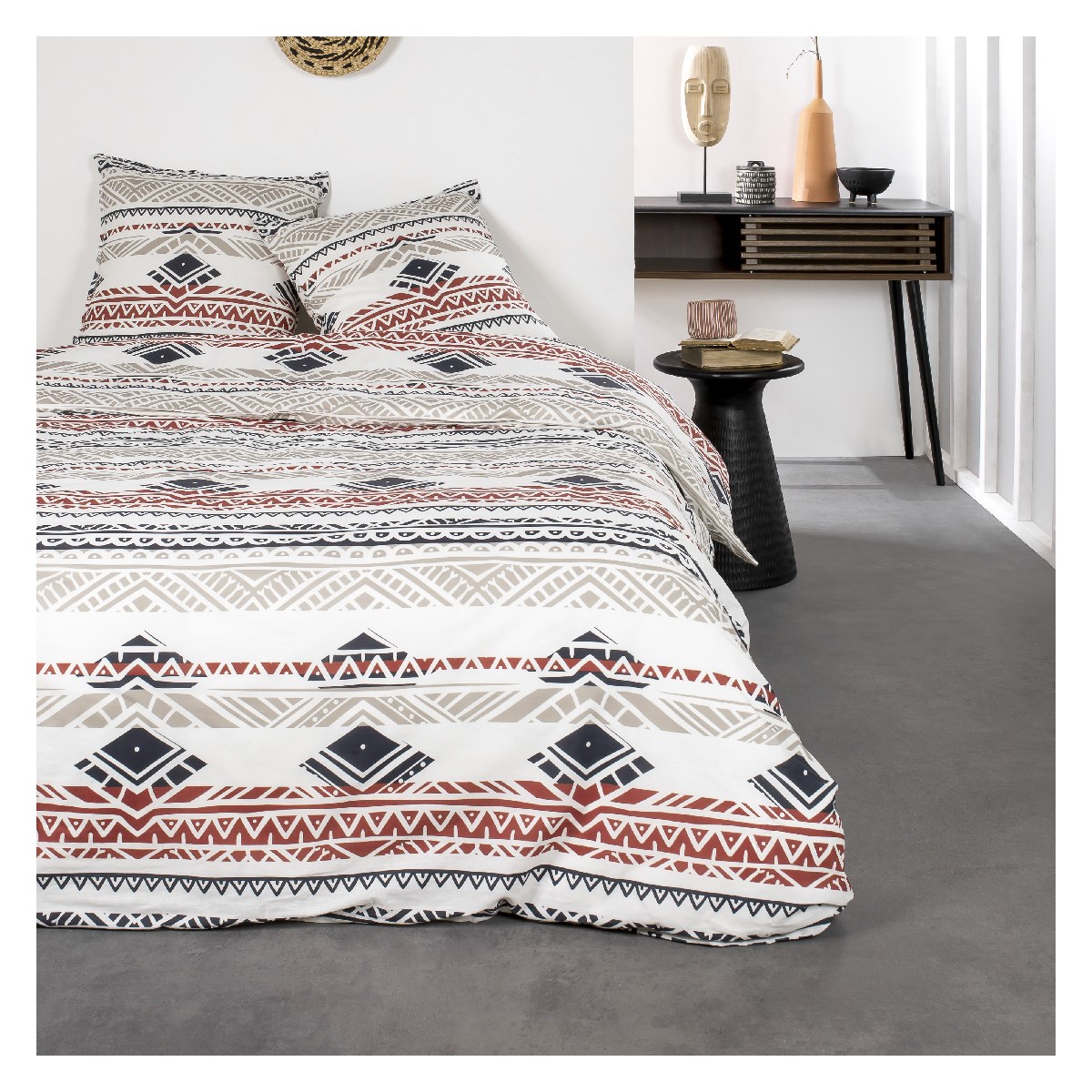 Printed cotton bedding set TODAY LINGE DE MAISON Beige