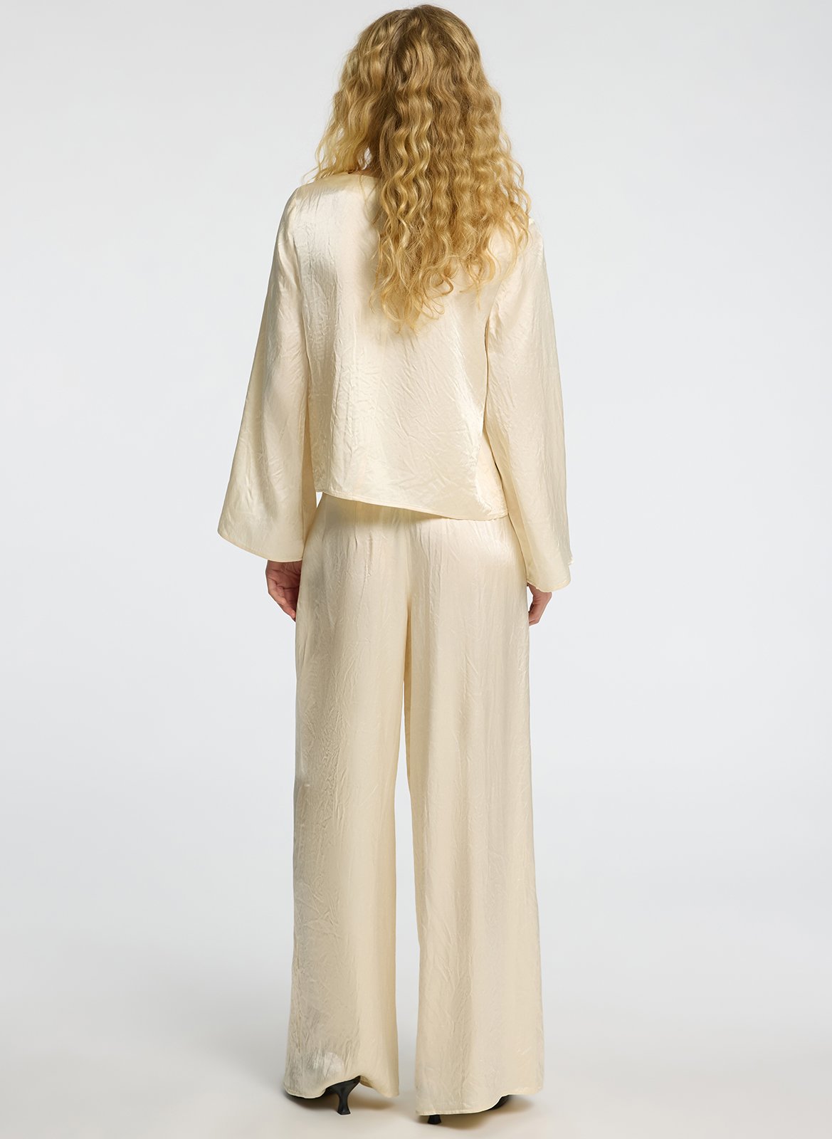 Pantalon large satiné SELECTED Beige