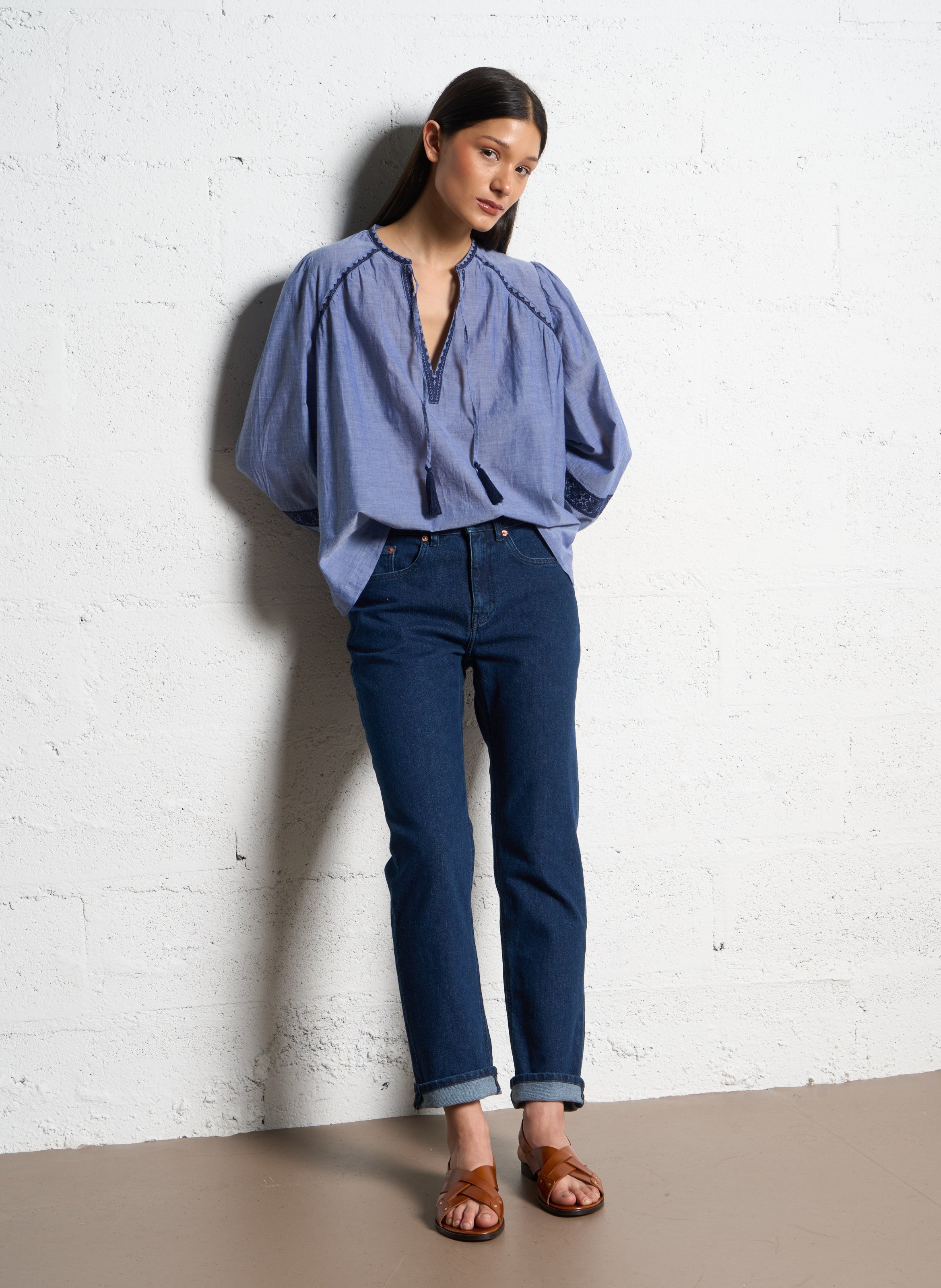 Sandales plates en cuir  RIVECOUR Marron