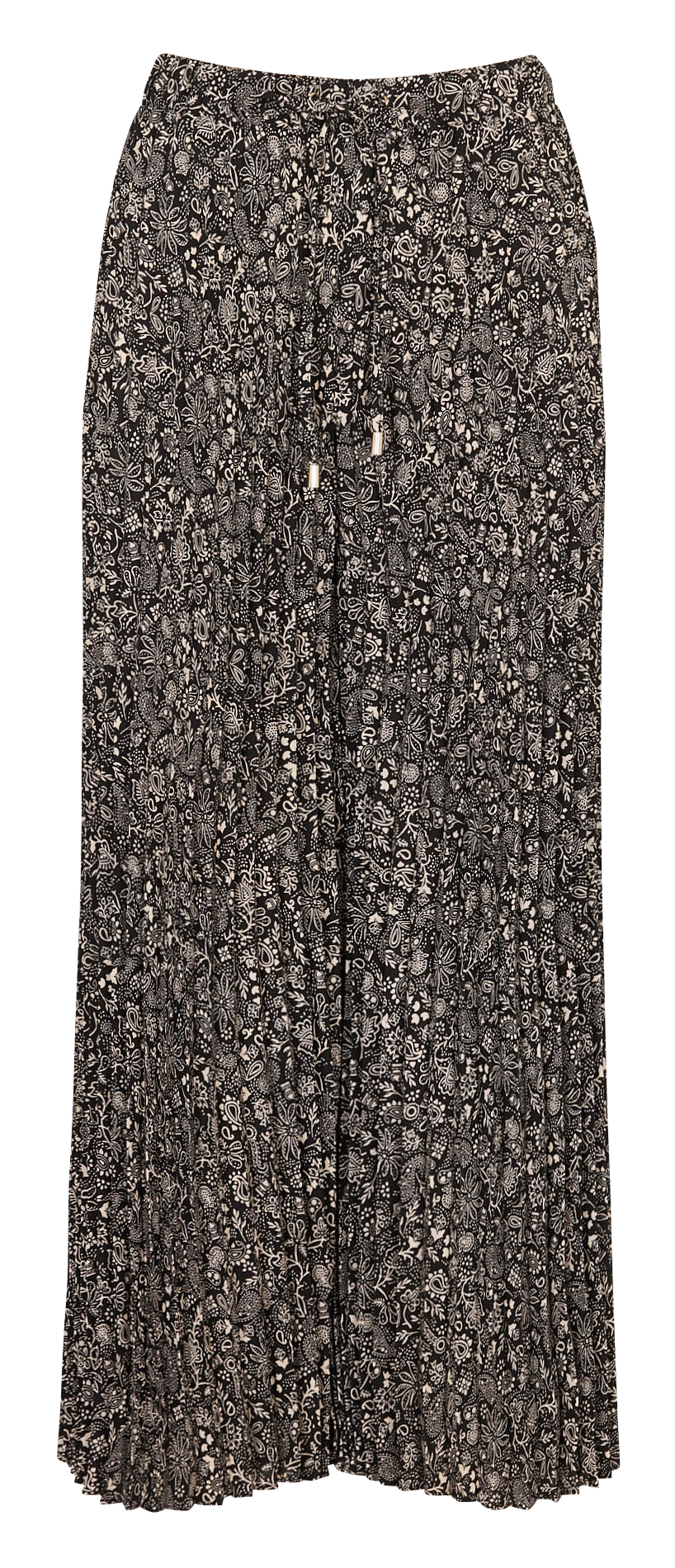 Pleated wide-leg pants with patterns I CODE Black