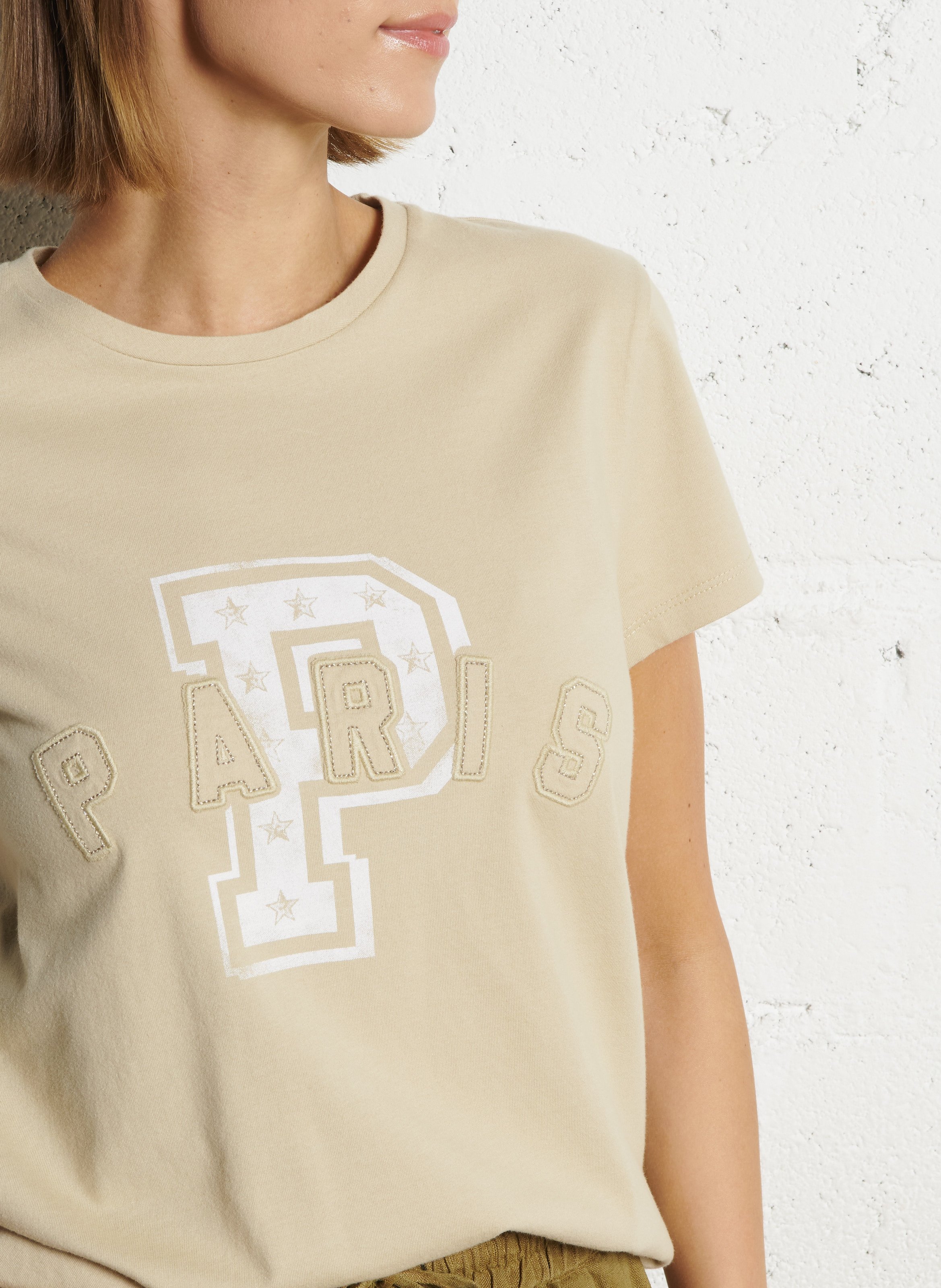 Tee-shirt col rond en coton IKKS Beige