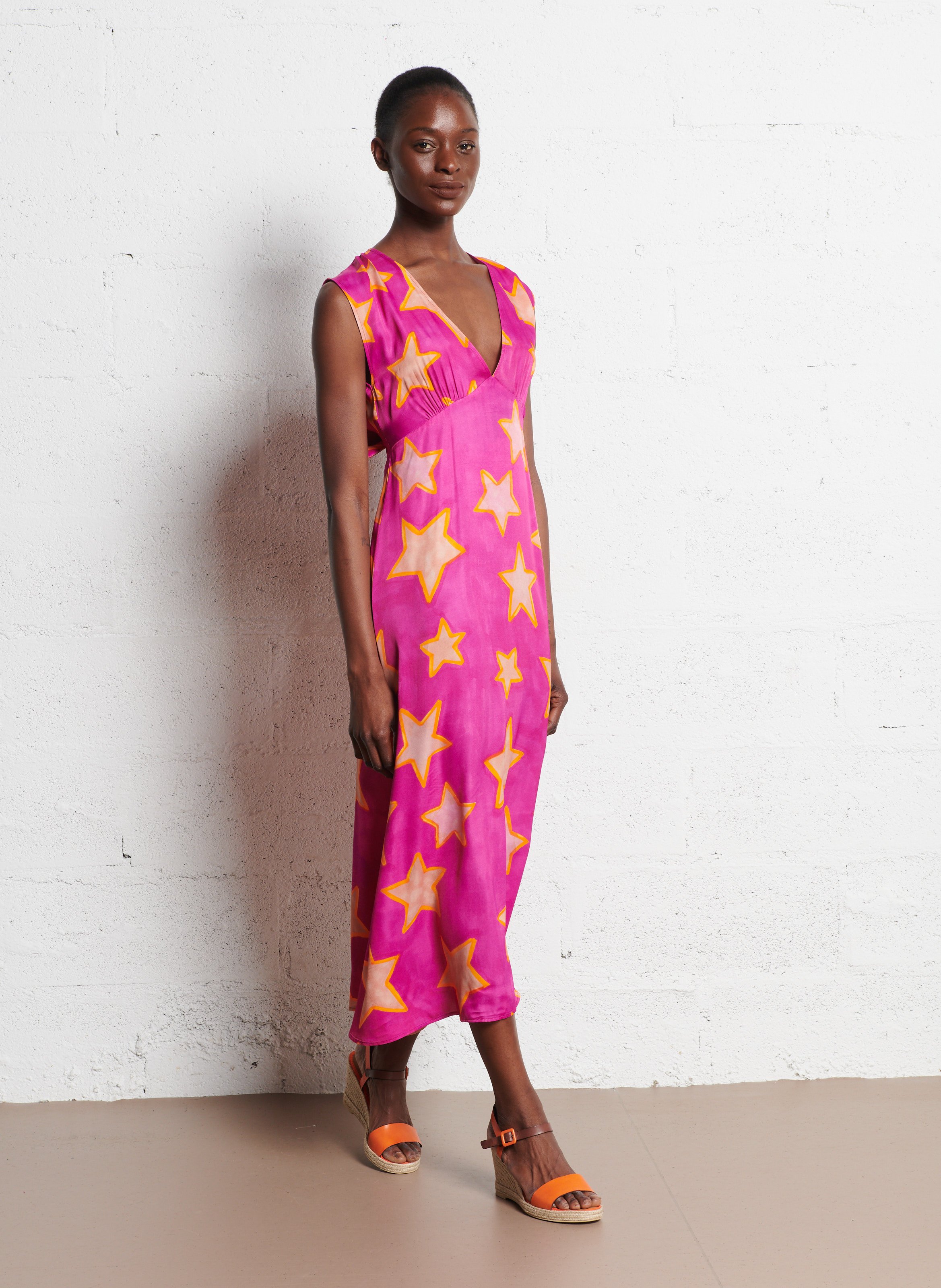 Straight V-neck dress ELISE CHALMIN Pink