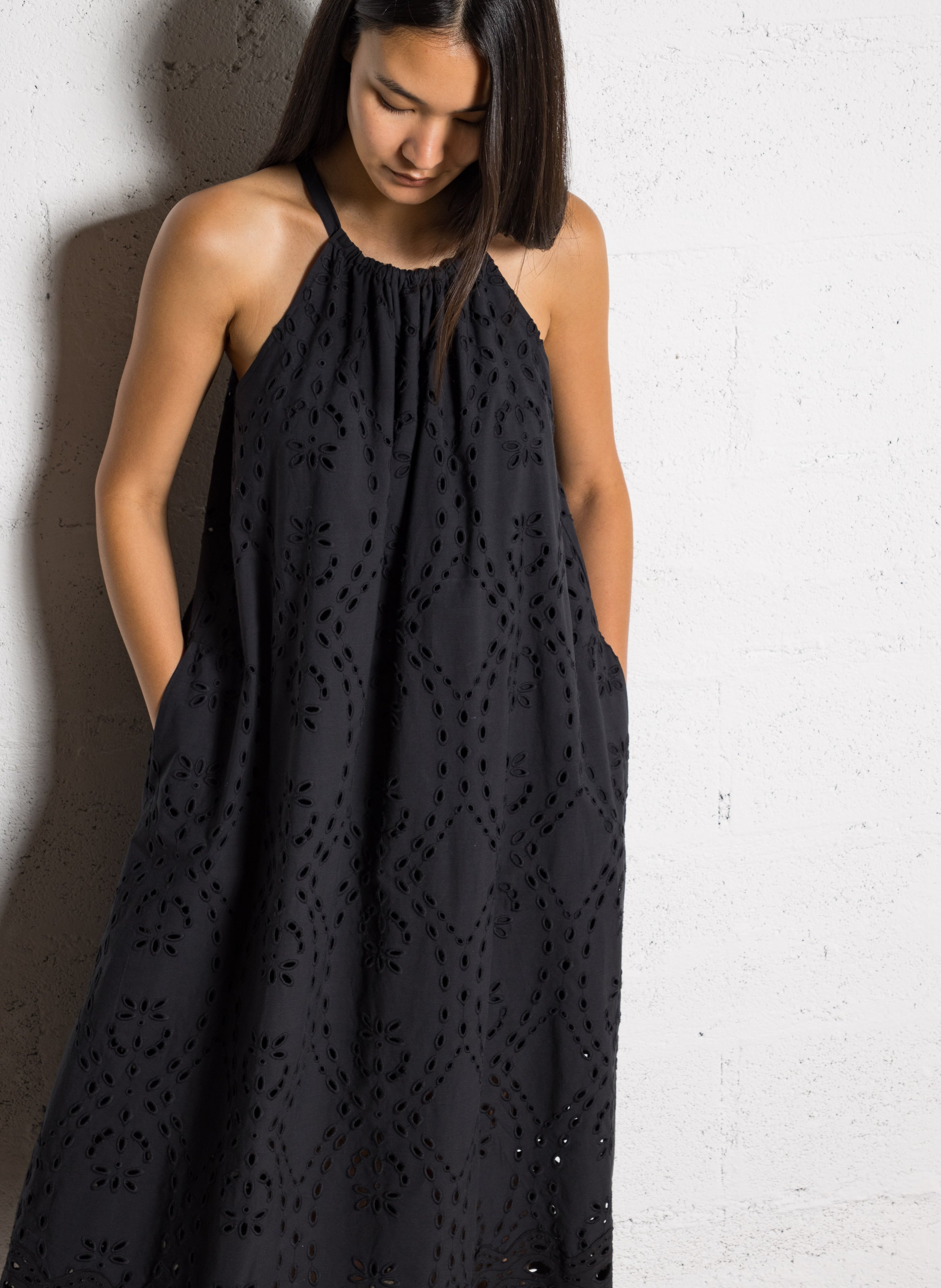Robe longue col rond en coton BA&SH Noir