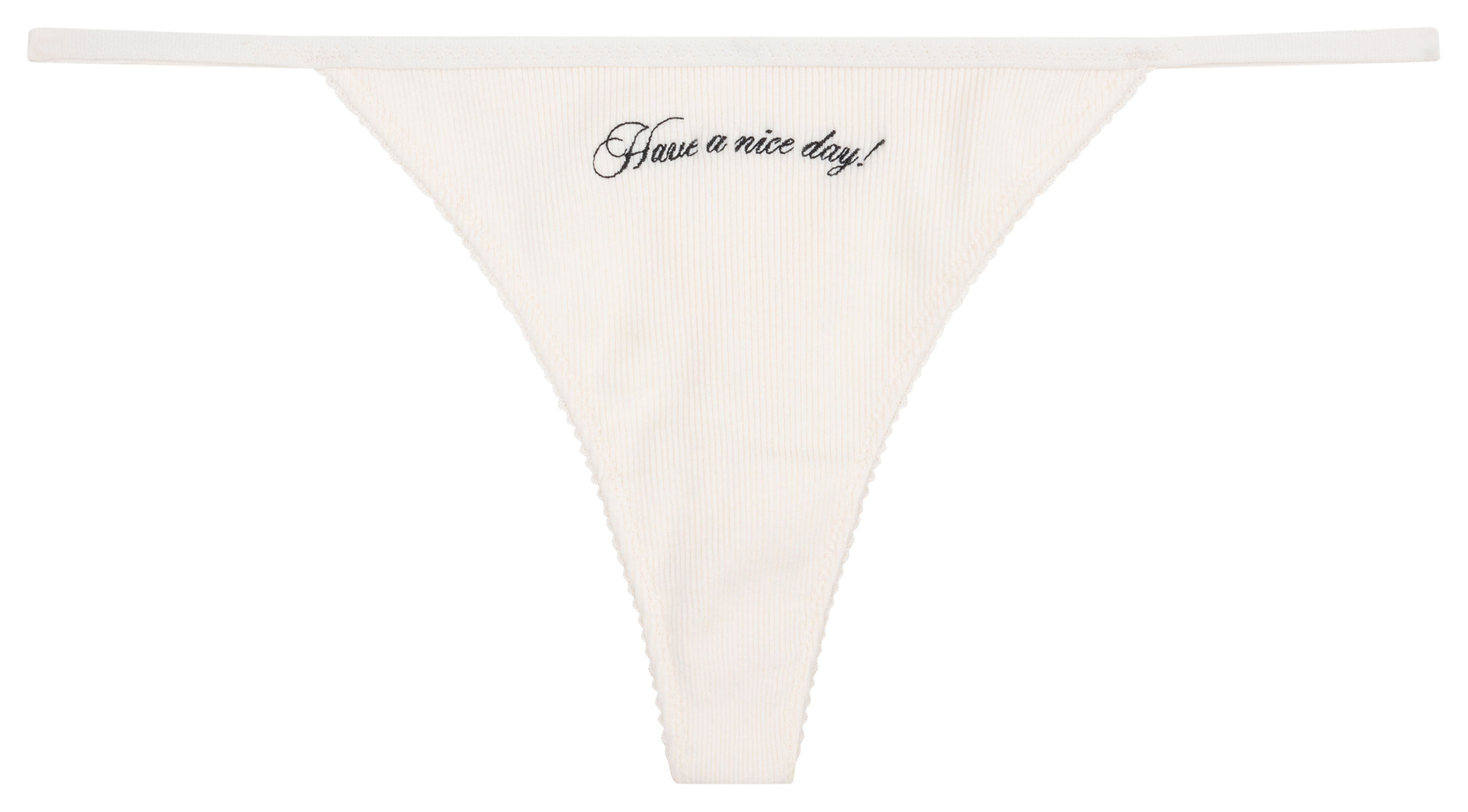 String côtelé avec inscription Blanc