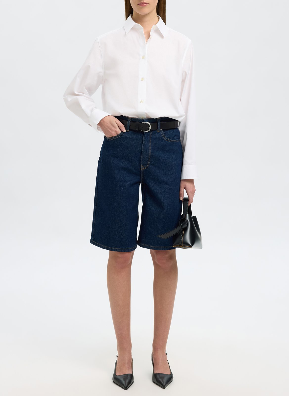 Bermuda en jean droit SELECTED Bleu