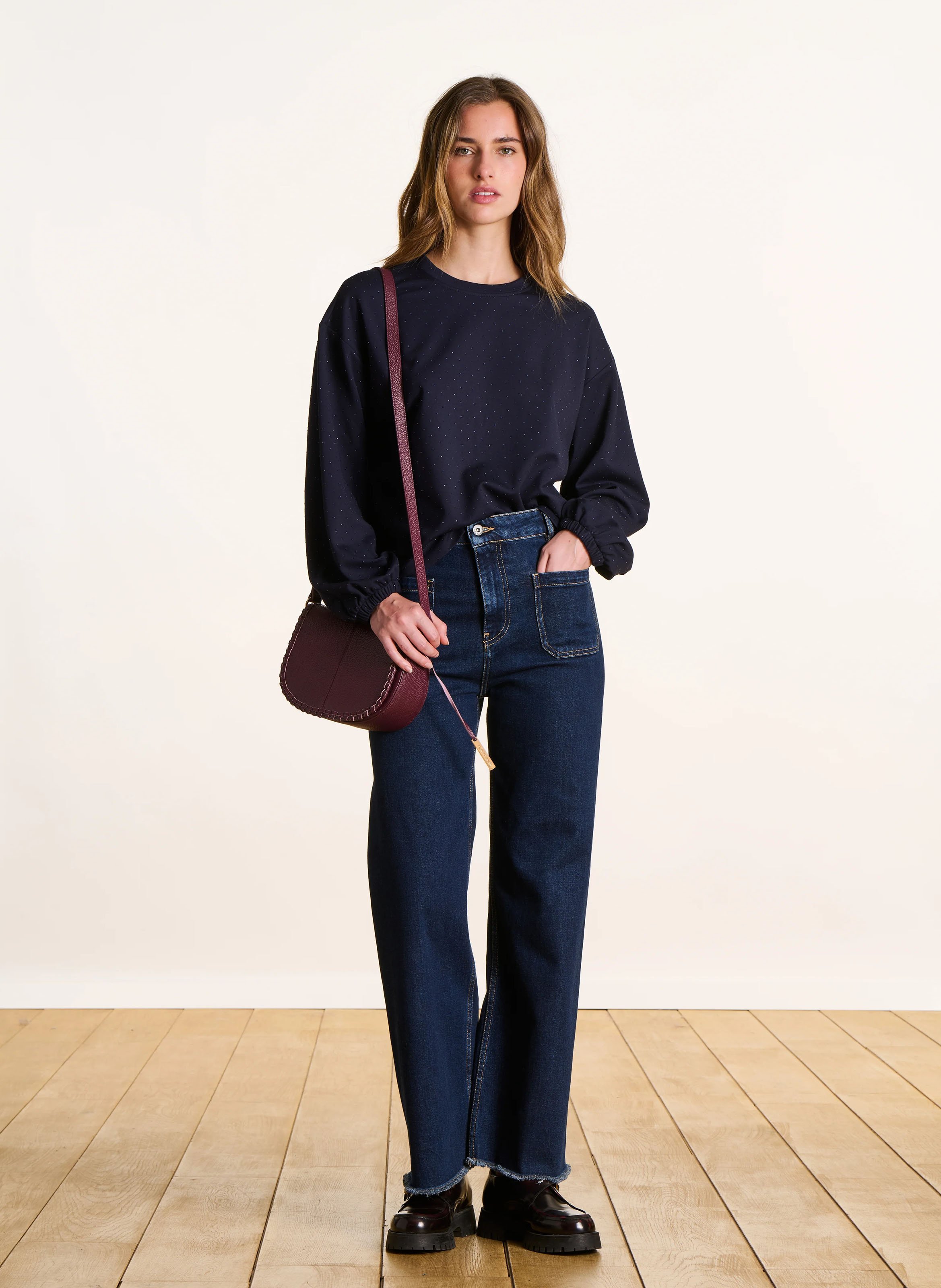 Oversize-Pullover mit Strass LA FEE MARABOUTEE Blau