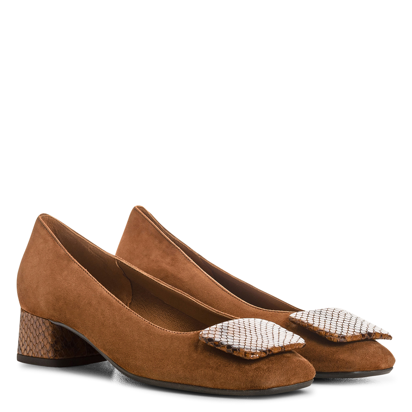 Pumps met python details in leer REQINS Bruin