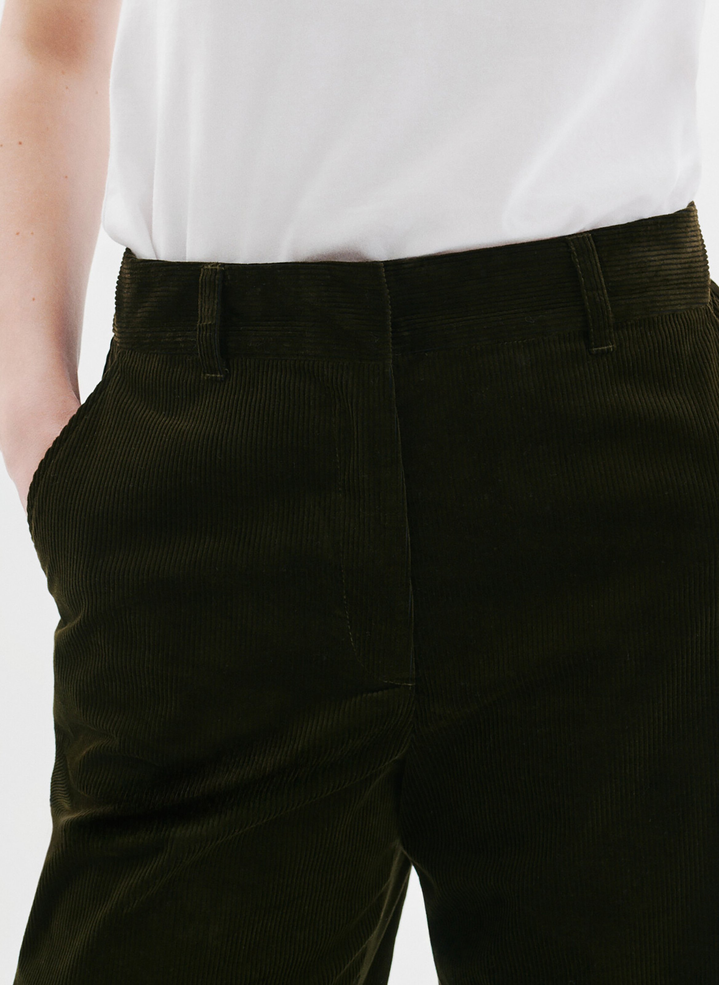 Flared corduroy pants CAROLL Green