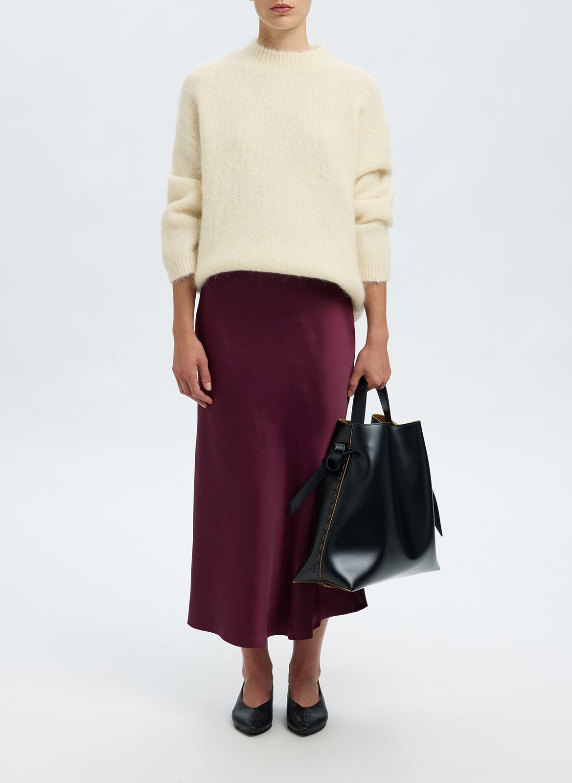 Pull oversize col montant en alpaga mélangé SELECTED Beige