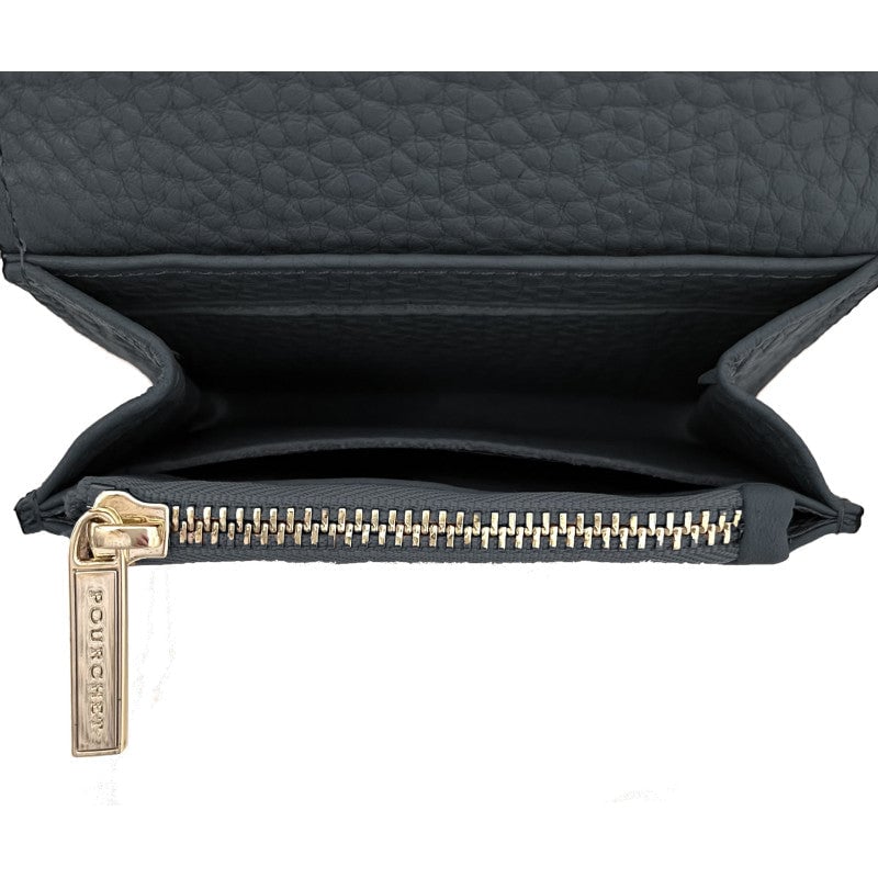 Leather coin purse POURCHET Blue