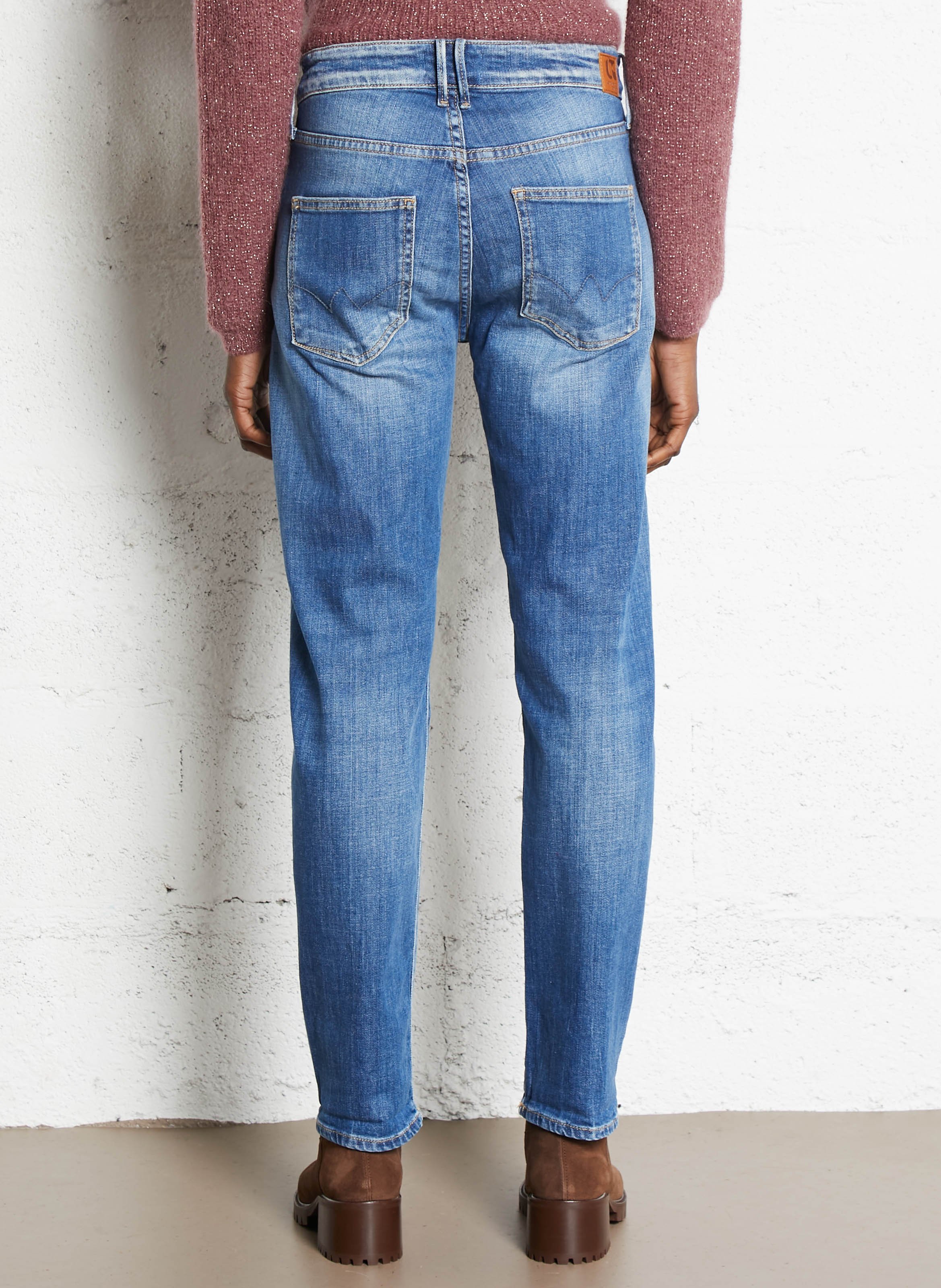 Jean droit taille haute 7/8ème LE TEMPS DES CERISES Bleu