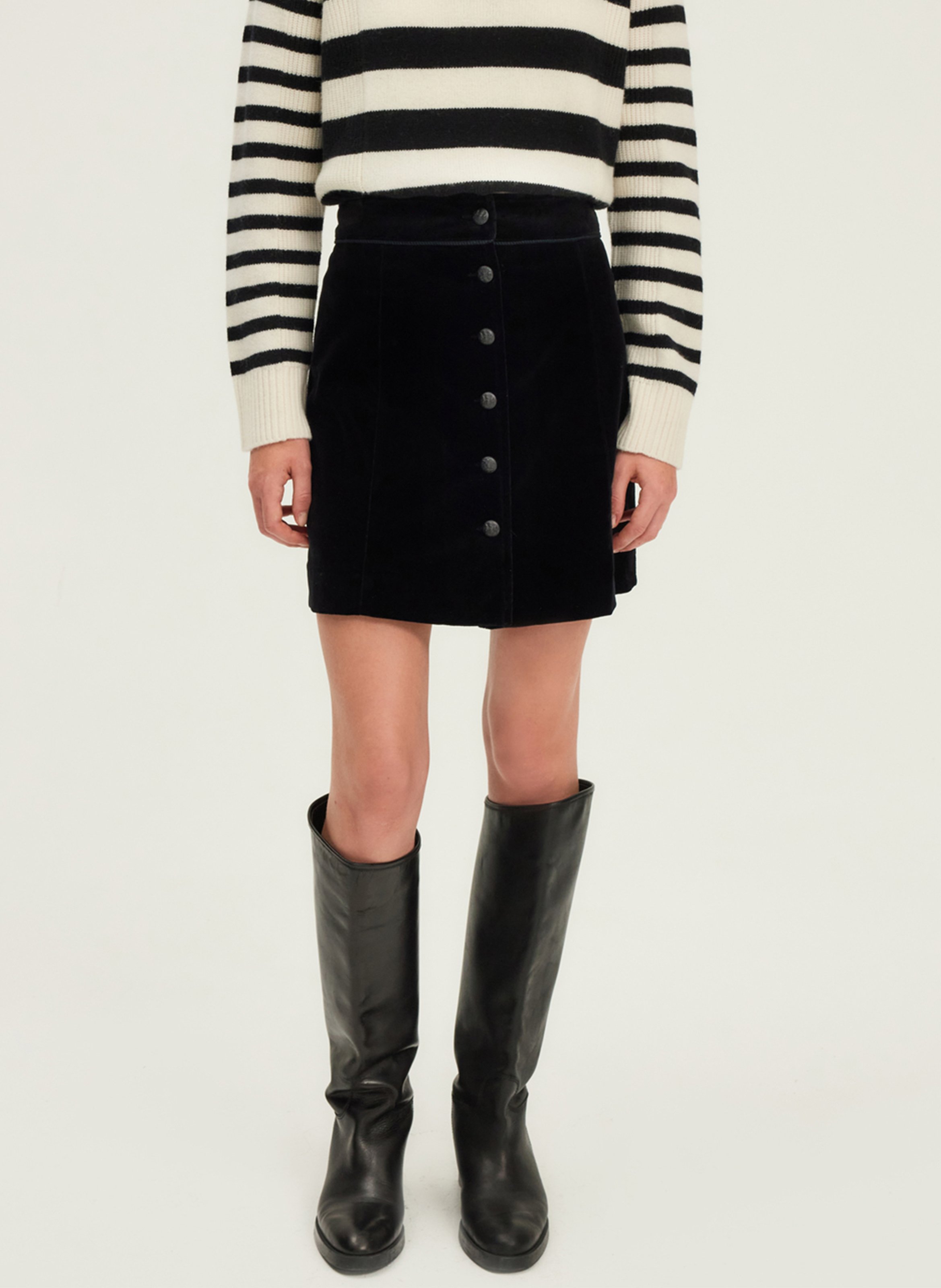 Jupe courte en velours côtelée PABLO Noir