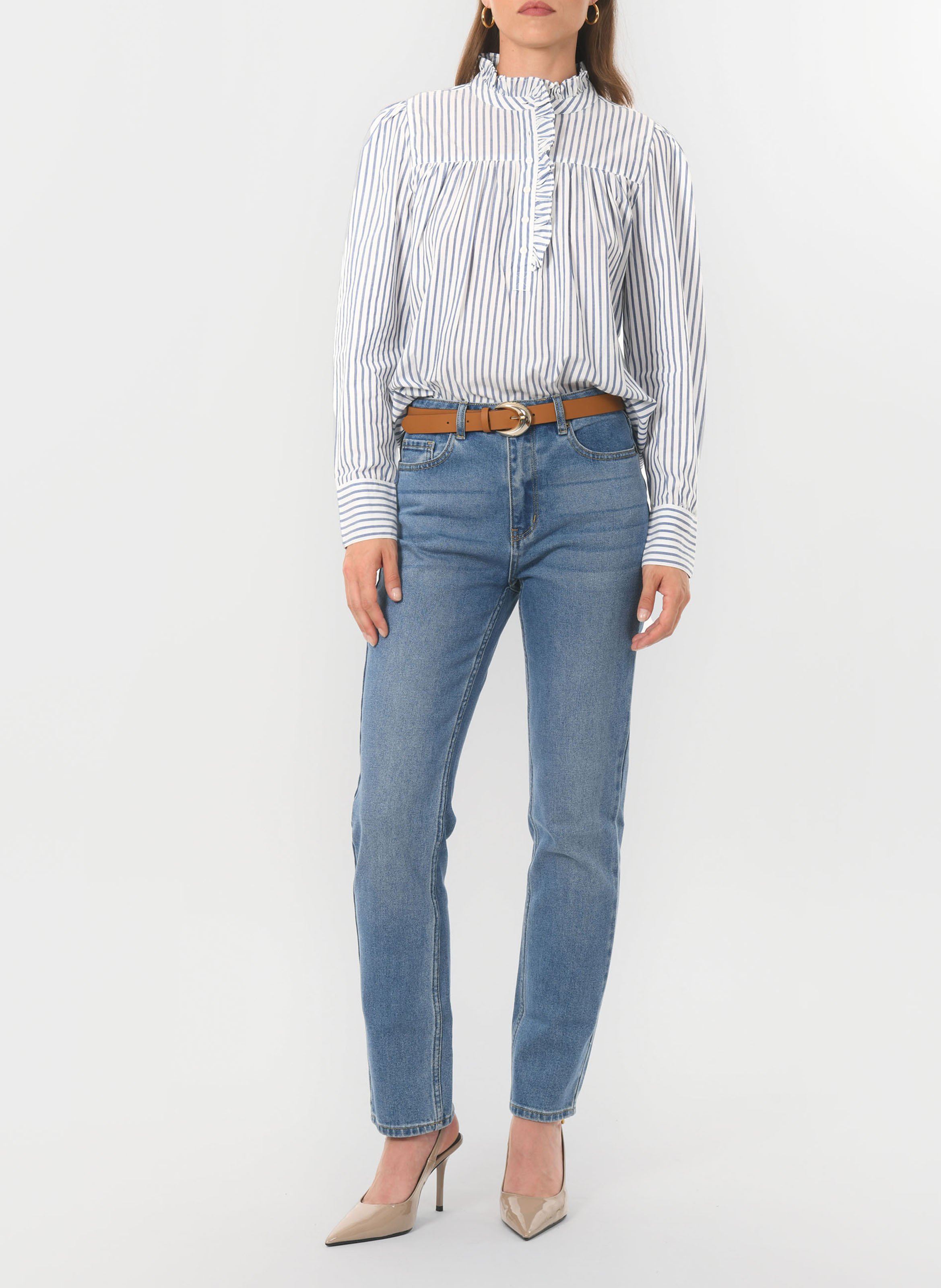 Blouse oversize en coton rayé KOOKAI Bleu