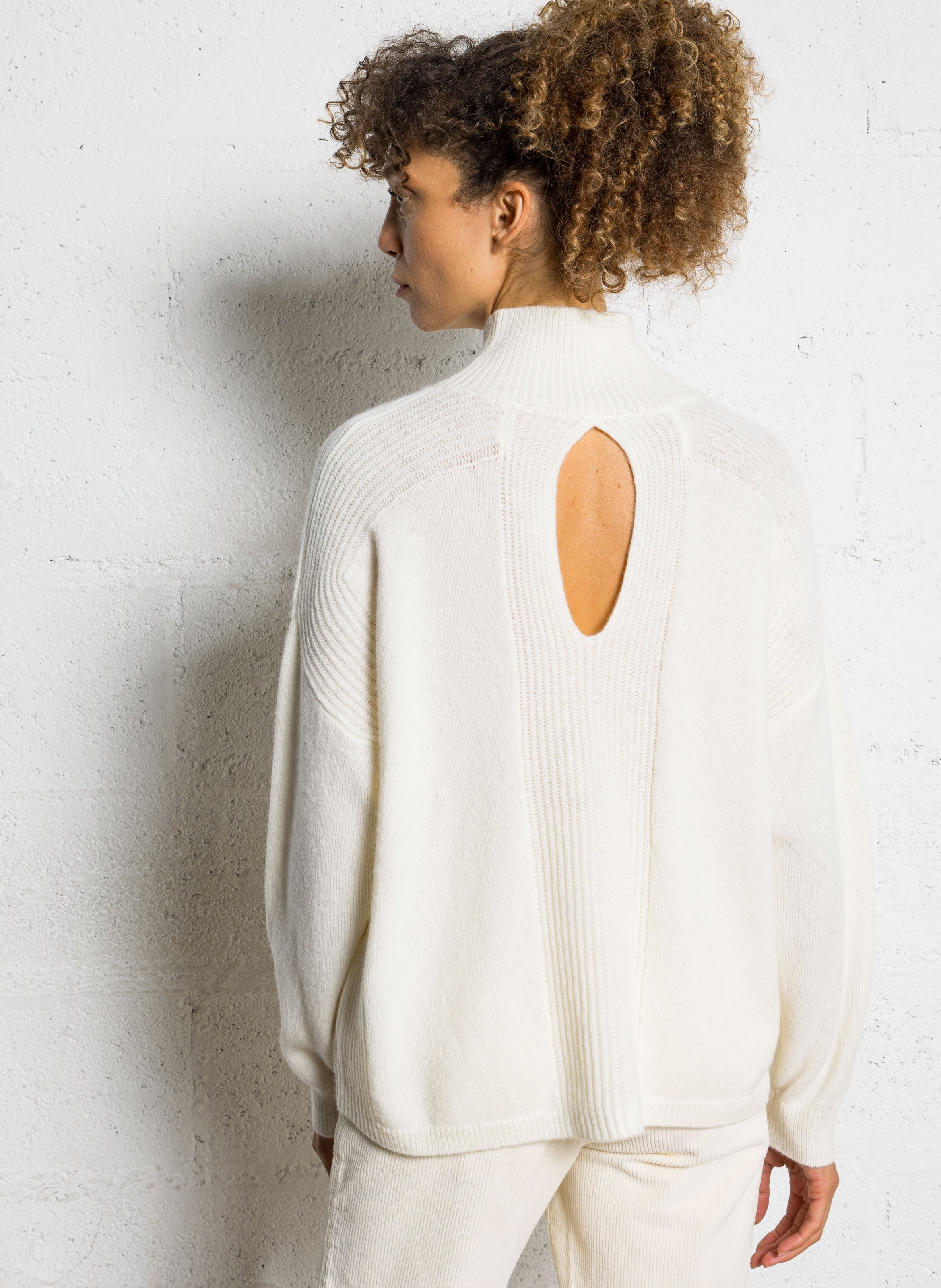 Pull ample à col montant en laine LIU JO Blanc