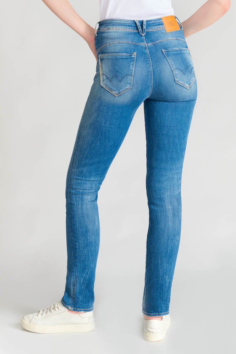 High-waisted straight push-up jeans, length 34 LE TEMPS DES CERISES Blue