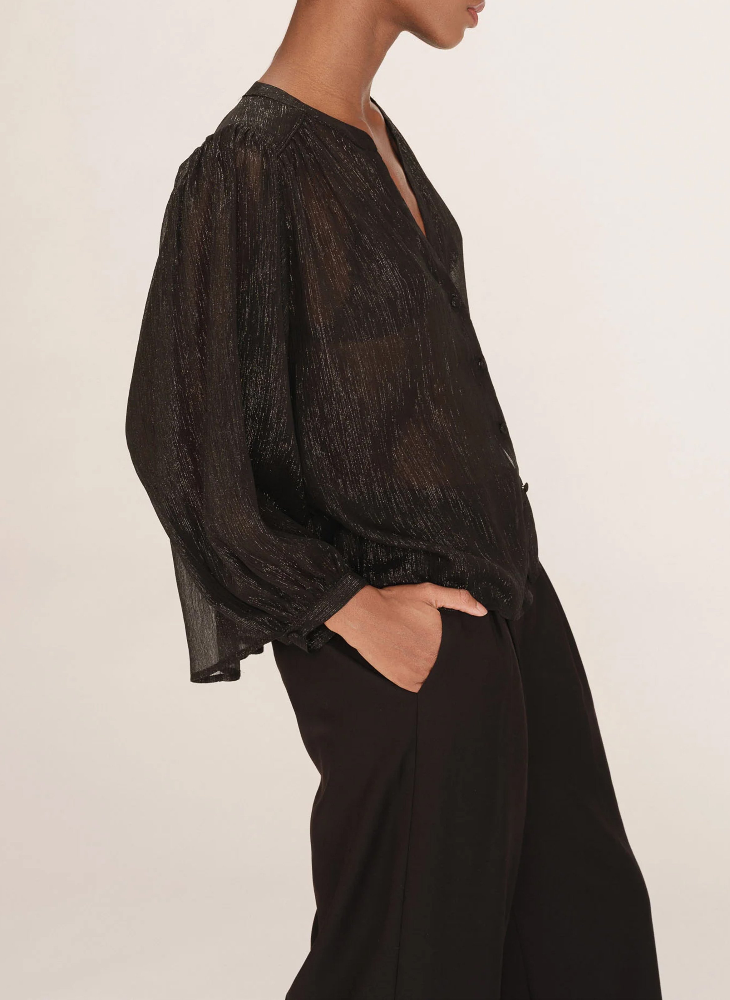 Bluse mit V-Ausschnitt GRACE ET MILA Schwarz