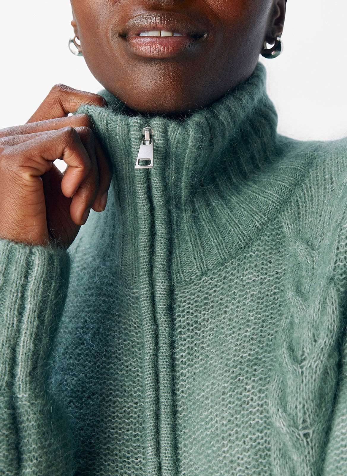 Rechte gebreide vest met rits OBJECT Grijs