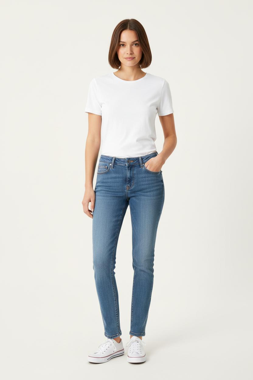 Cropped slim jeans with studs LIU JO - SECONDE MAIN Blue
