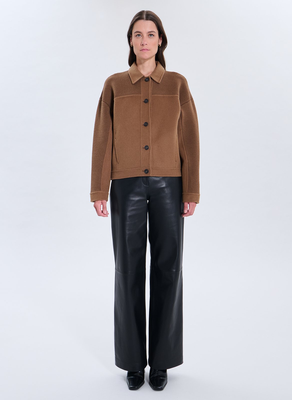 Classic-collar wool-blend jacket ZAPA Brown