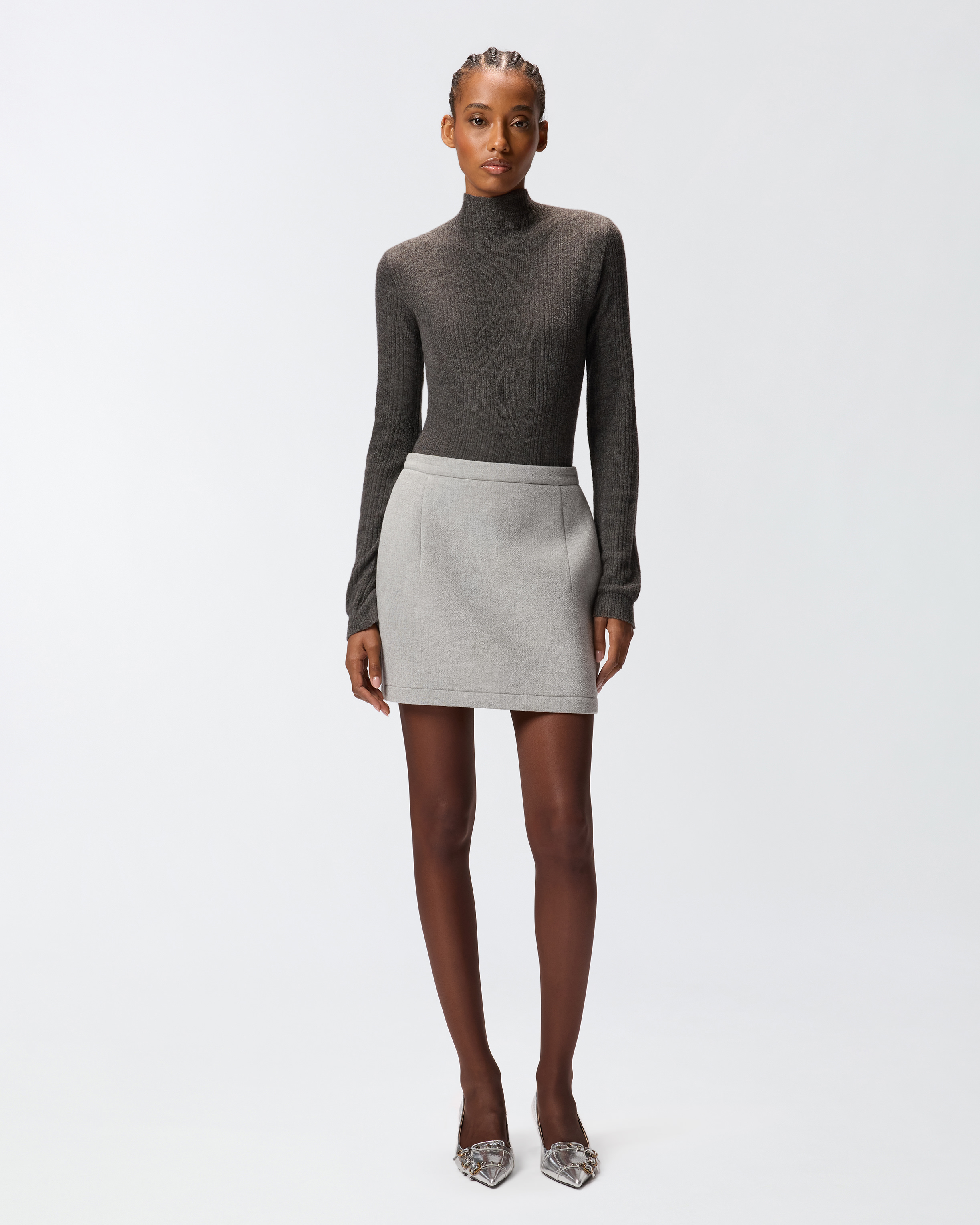 Fitted sweater with high collar PINKO Grey
