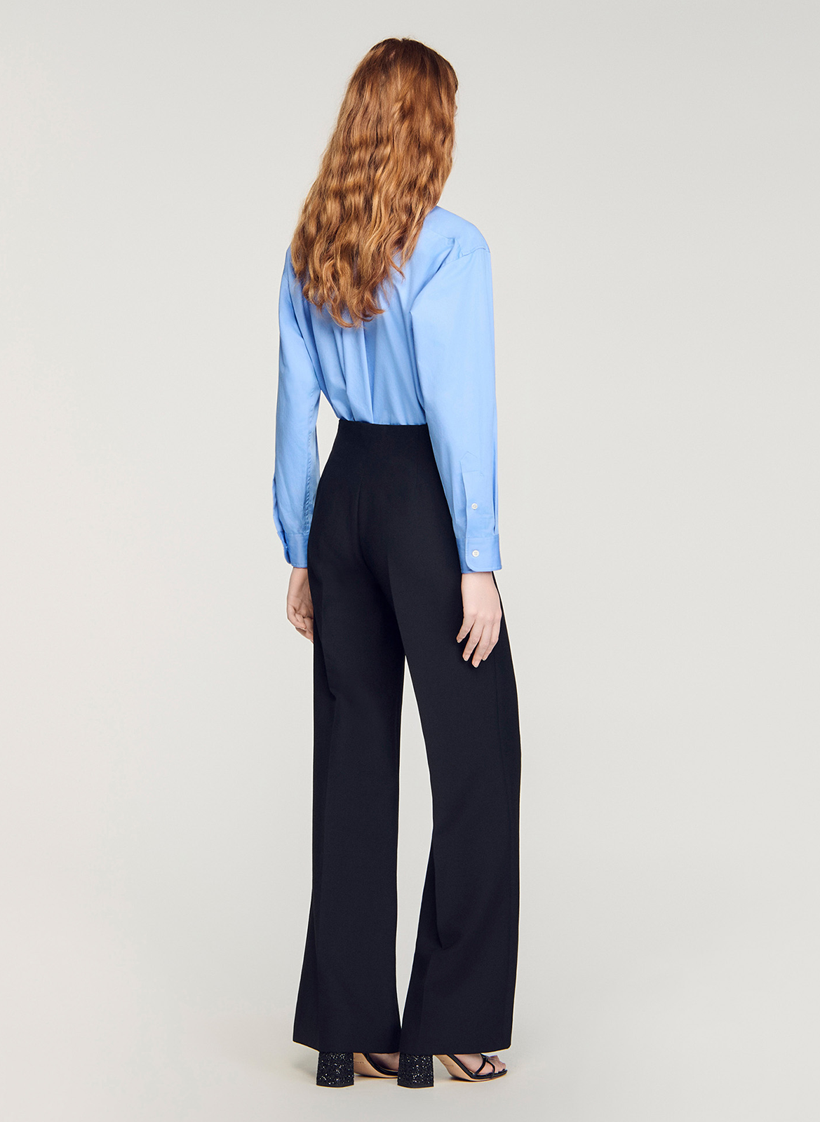 High-waisted flared pants SANDRO Black