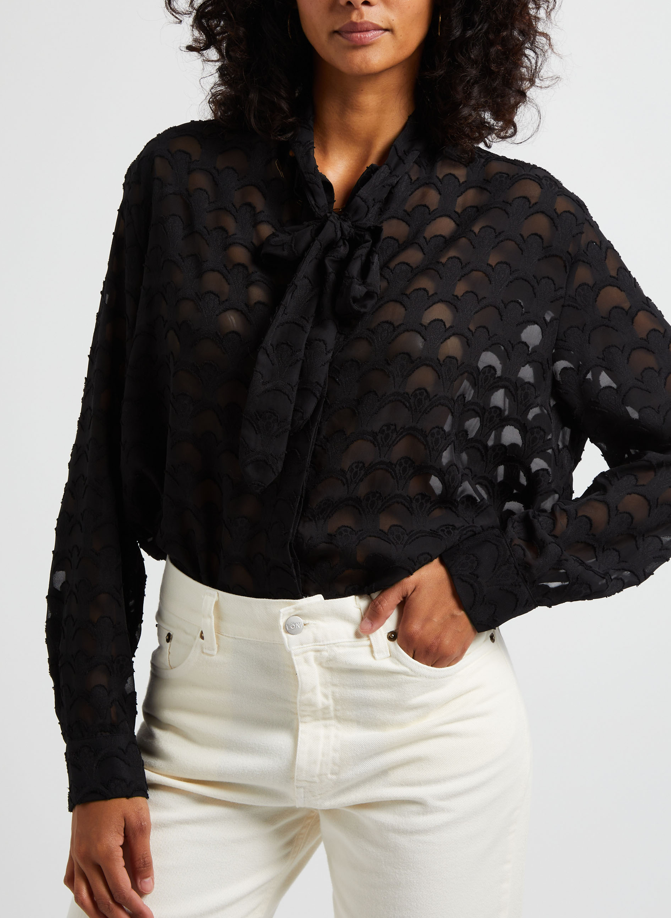 Oversize-Hemd mit Krawattenkragen MARGAUX LONNBERG Schwarz