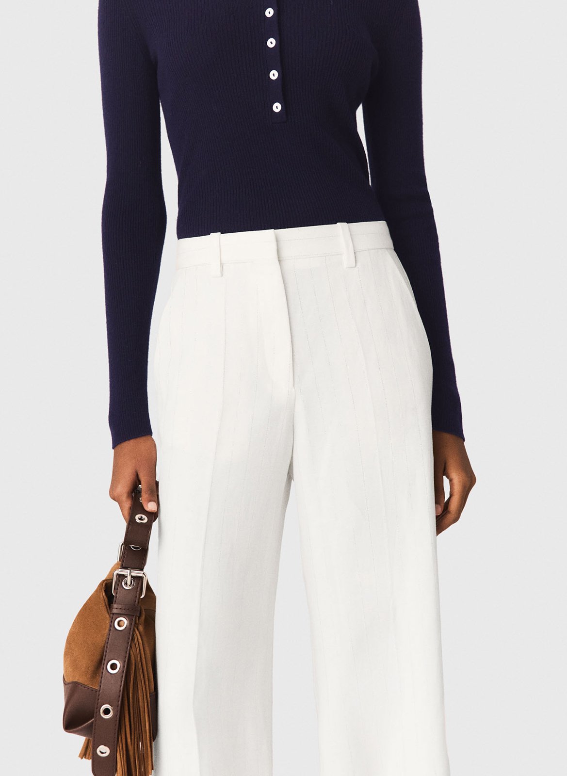 Rechte broek met strepen  MAJE Wit