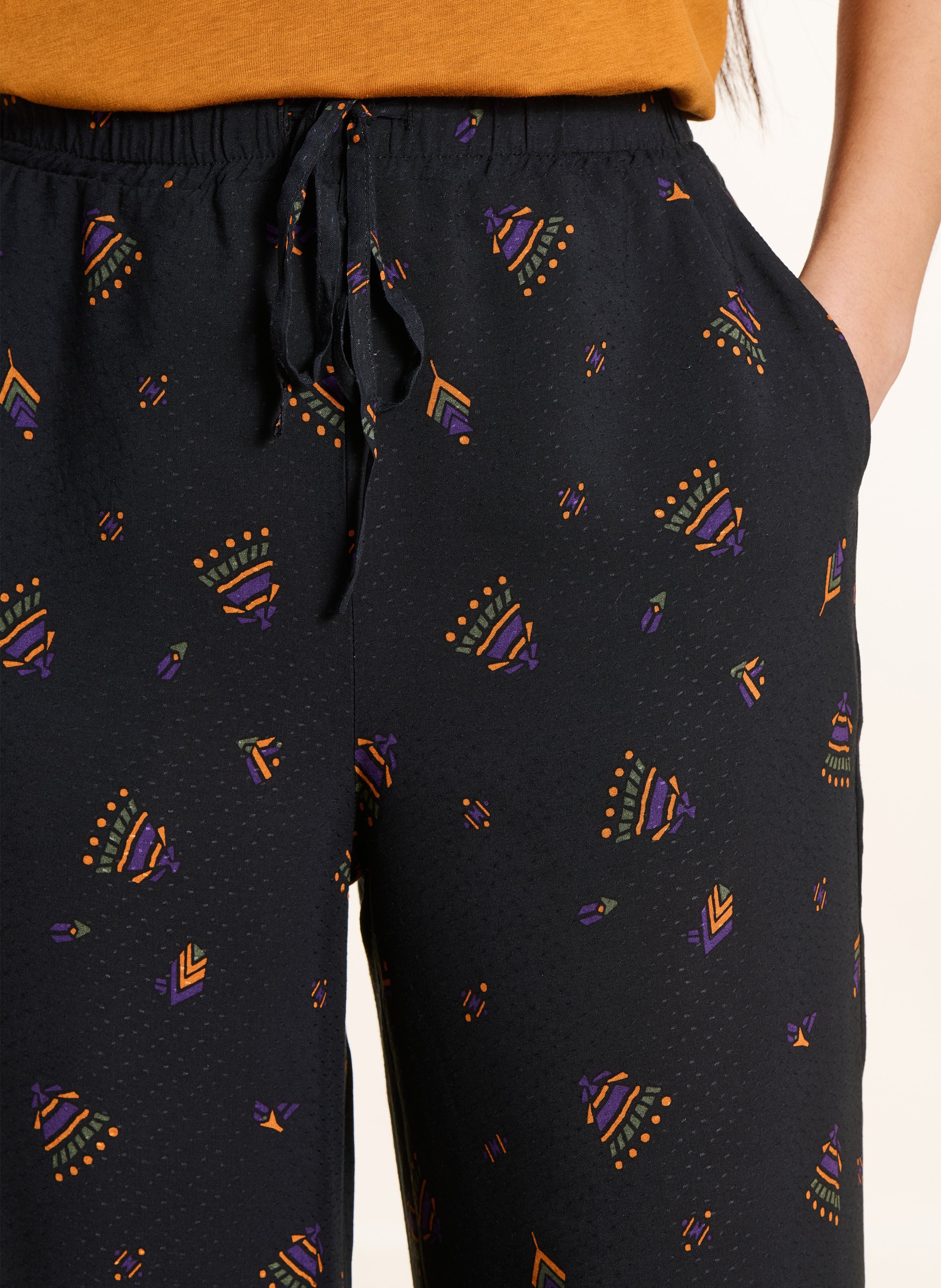 Pantalon large imprimé  LA FEE MARABOUTEE Noir