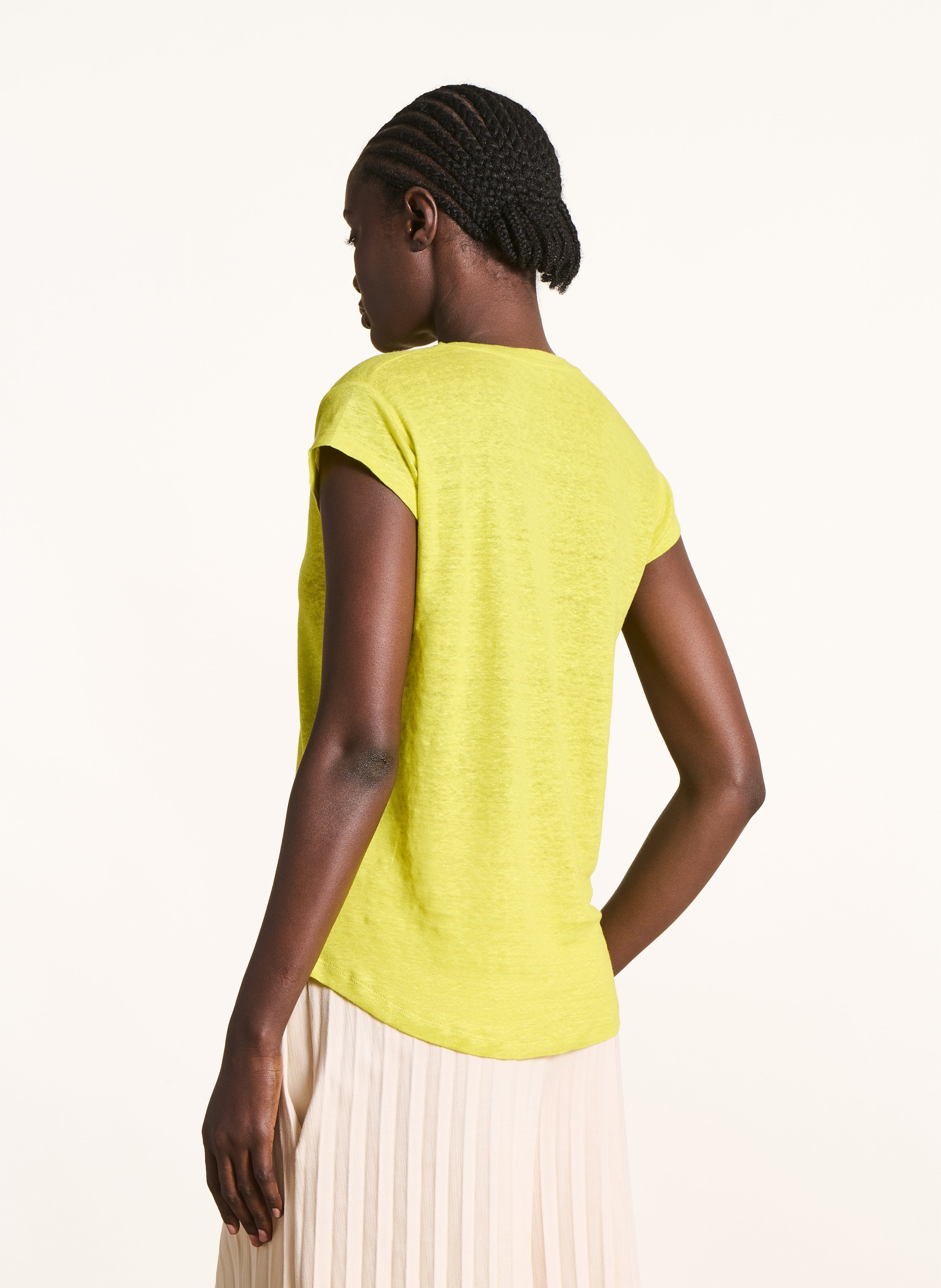 Fine linen V-neck sweater Green