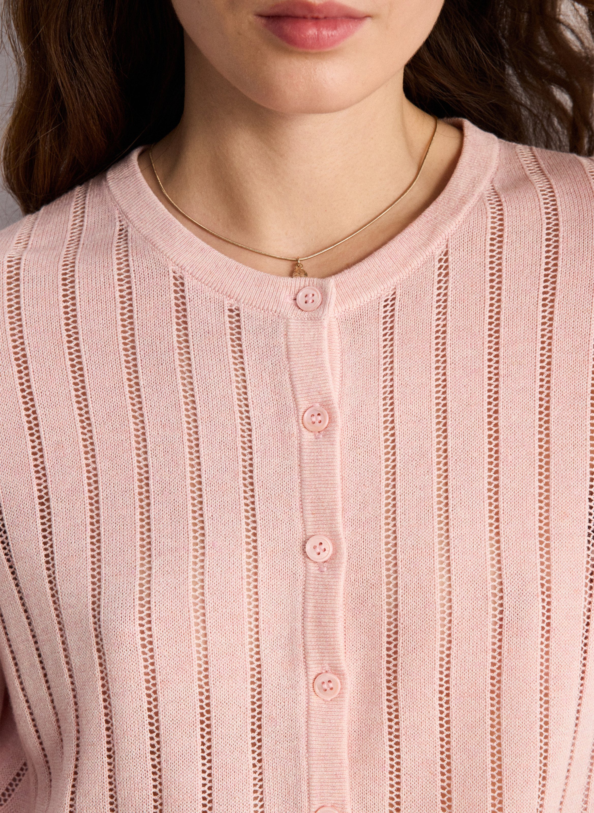 Straight round-neck knit sweater PABLO Pink