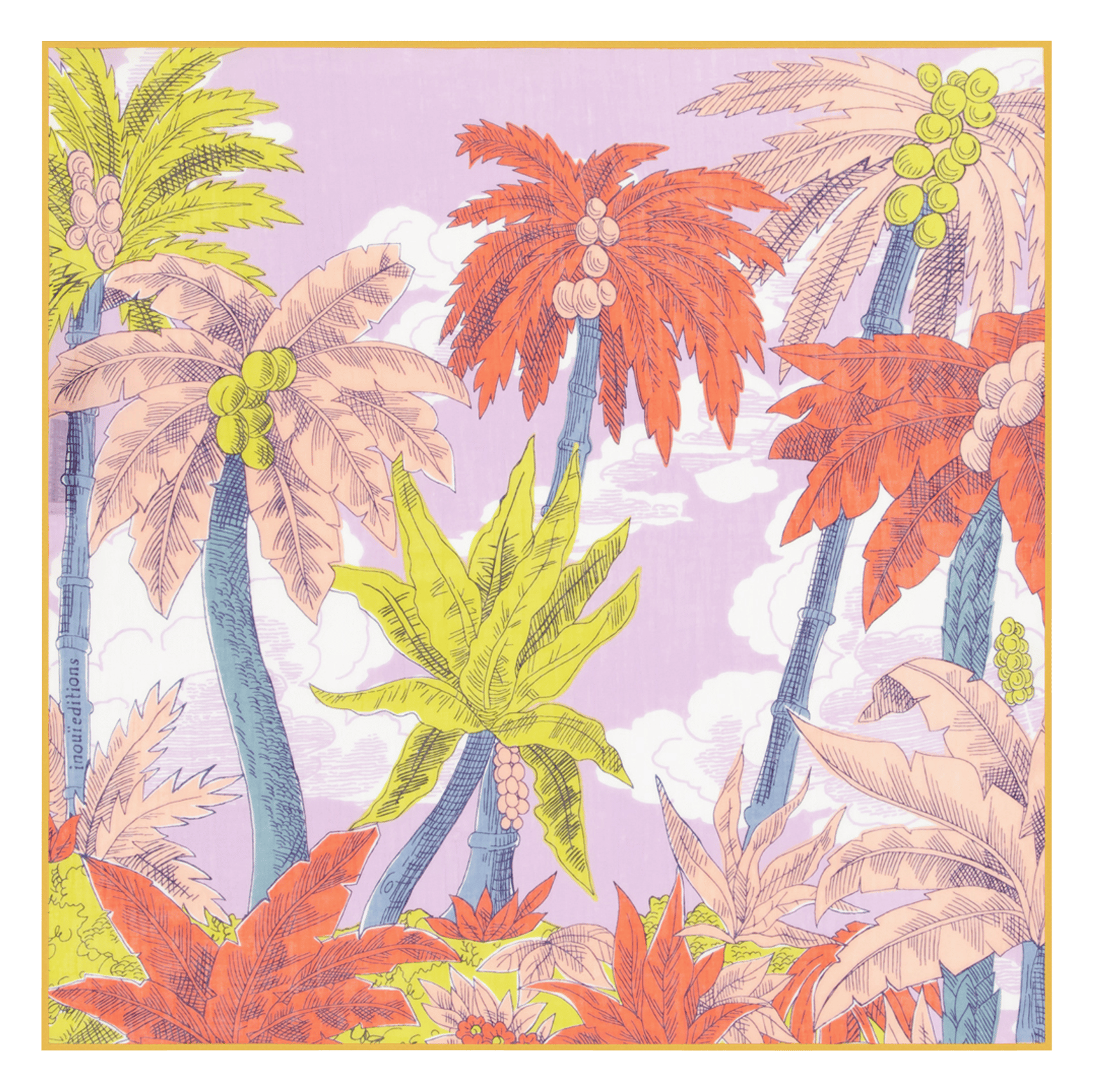 Carré imprimé palmiers en coton INOUI EDITIONS Violet