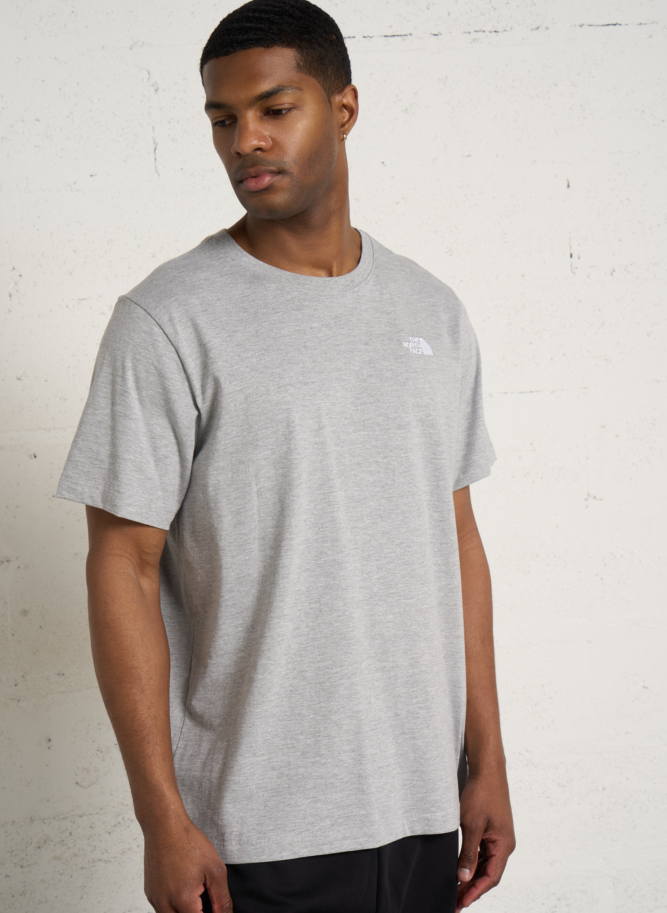 Staright embroidered round-neck cotton T-shirt THE NORTH FACE Grey