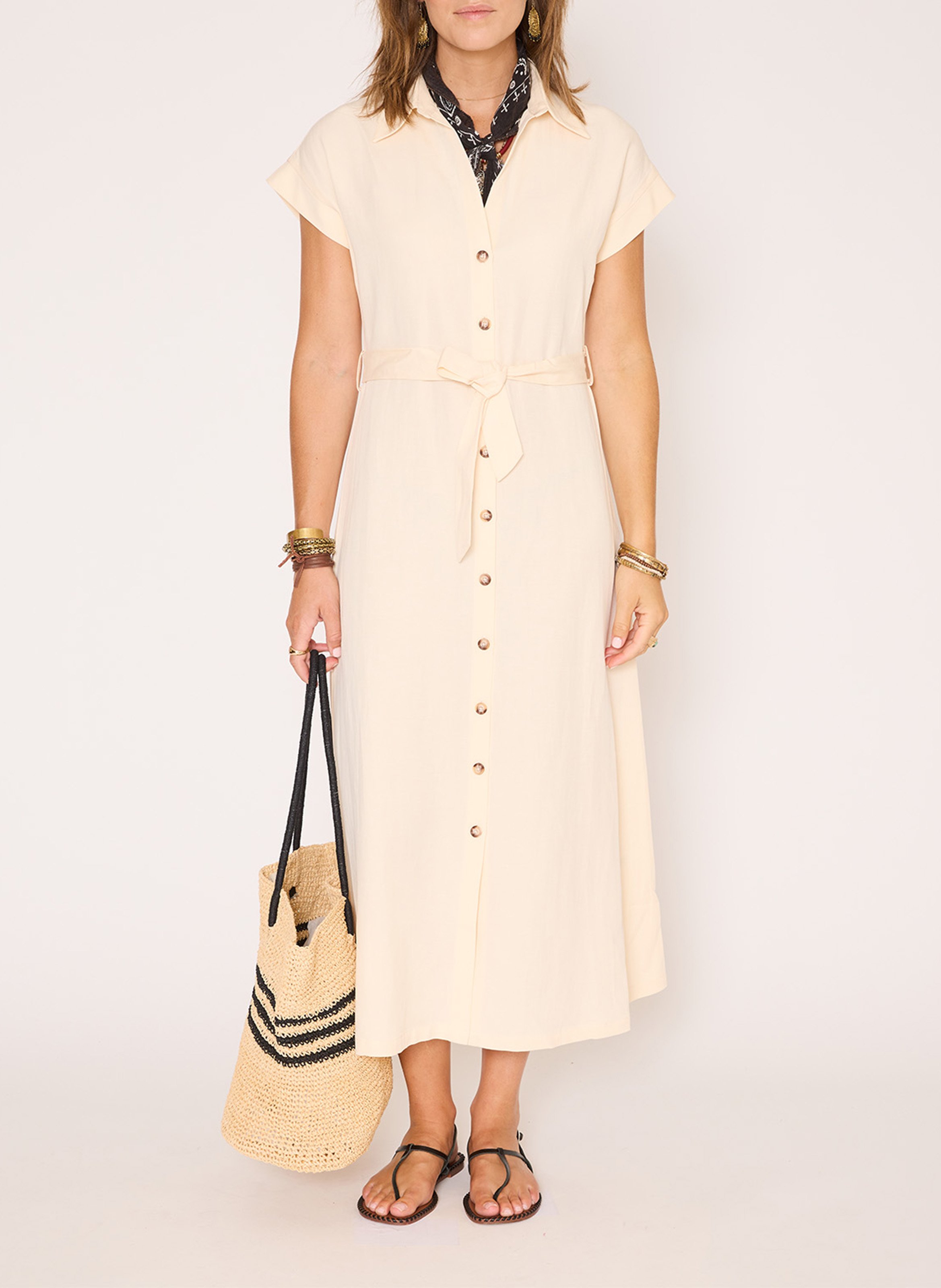 Midikleid mit klassischem Kragen MKT Beige