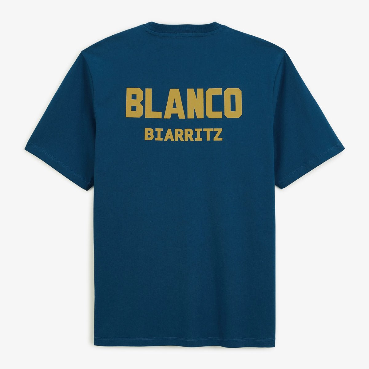 Round neck printed cotton t-shirt with Blanco Biarritz back SERGE BLANCO Blue