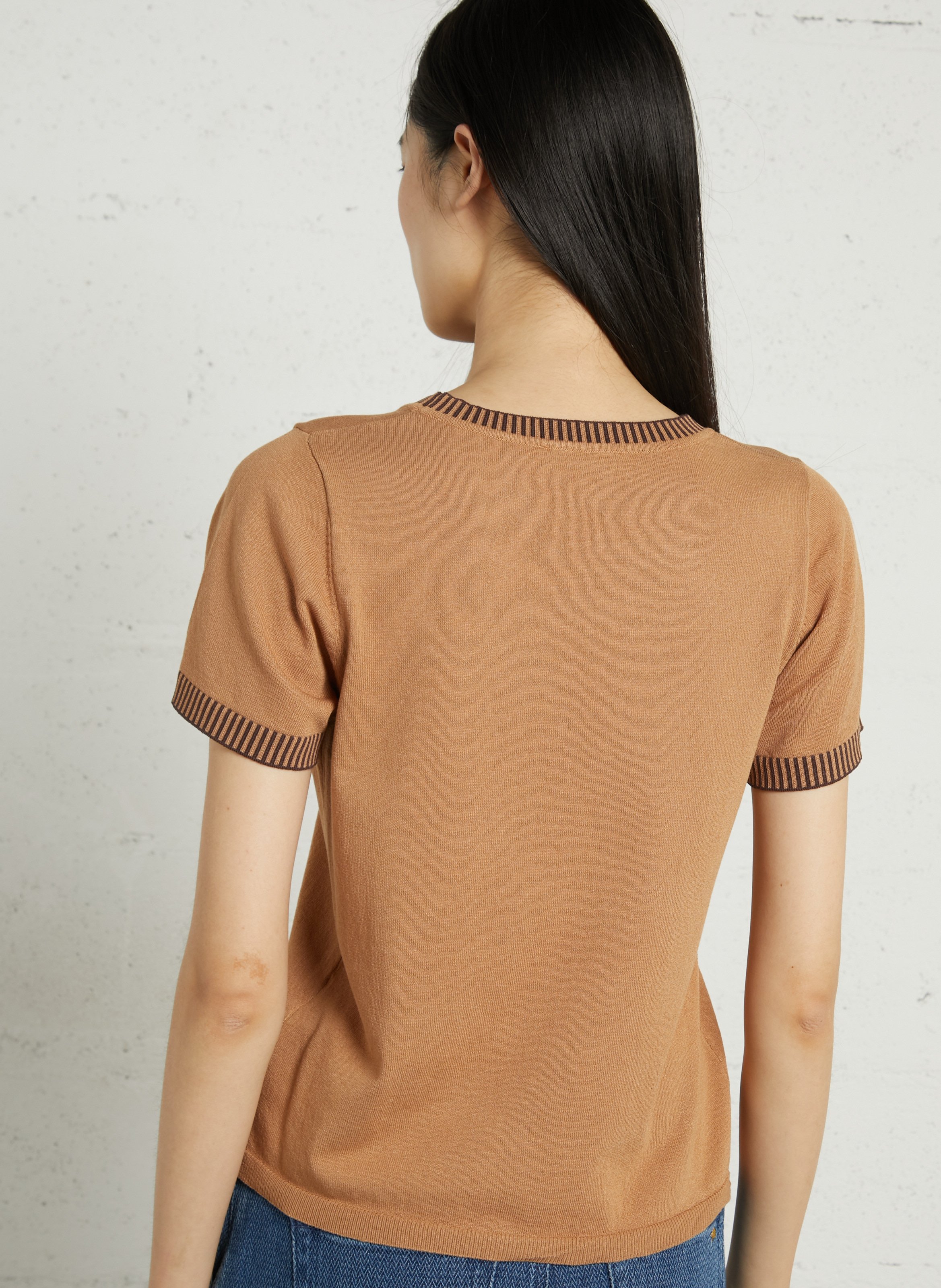 Pull droit col rond LA PETITE ETOILE Marron