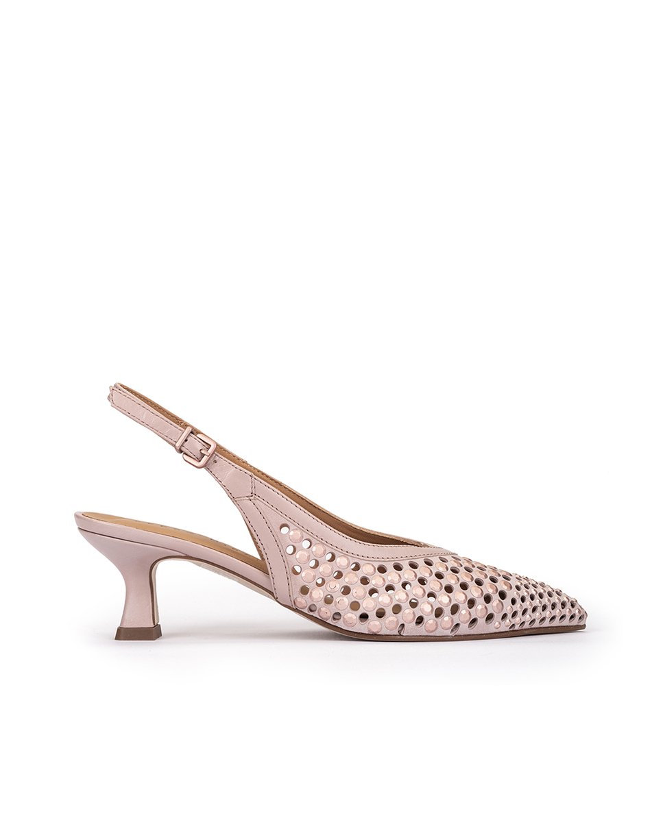 Mid-height leather nude color heels. PEDRO MIRALLES Pink