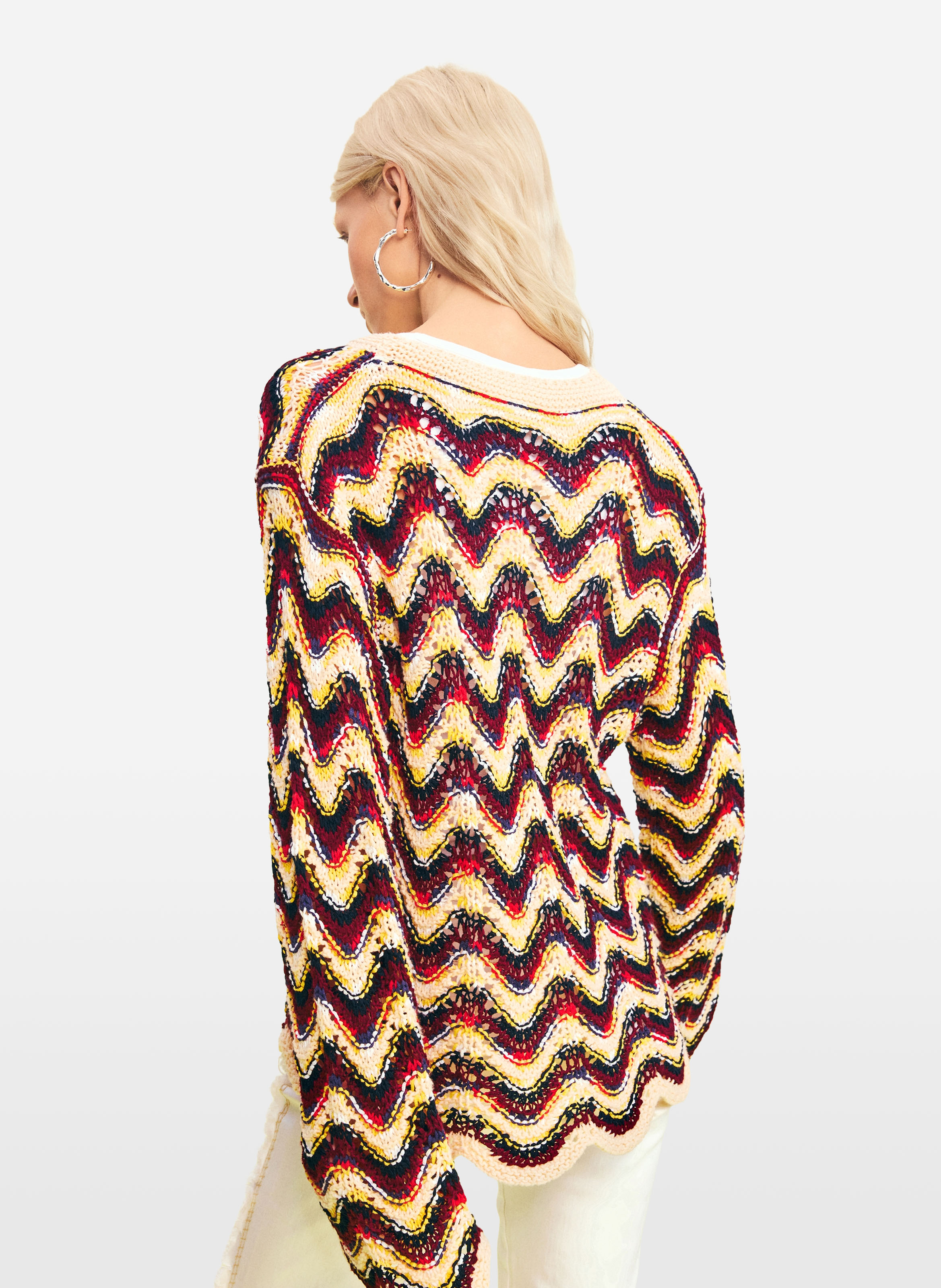 Pull ample col bateau en crochet DESIGUAL Vert