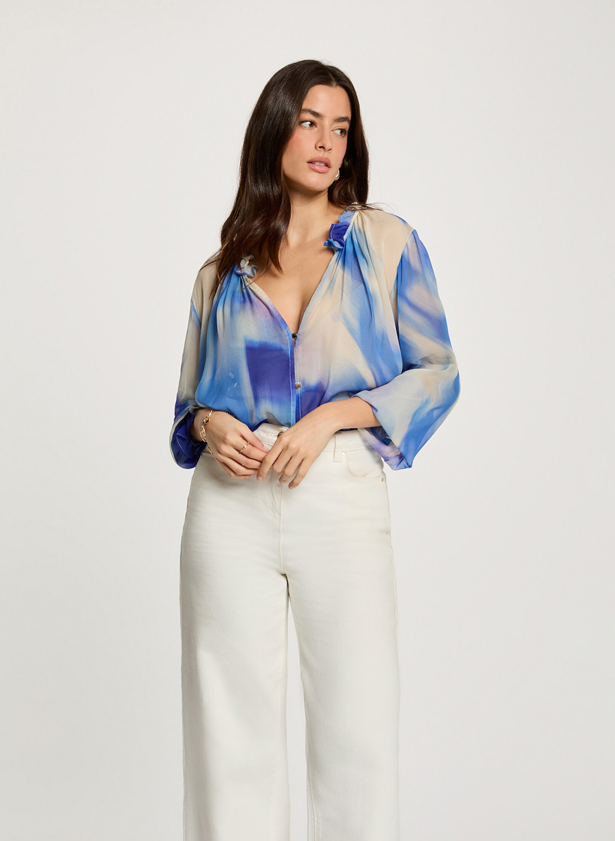 Blouse imprimée col v MORGAN Multicolore