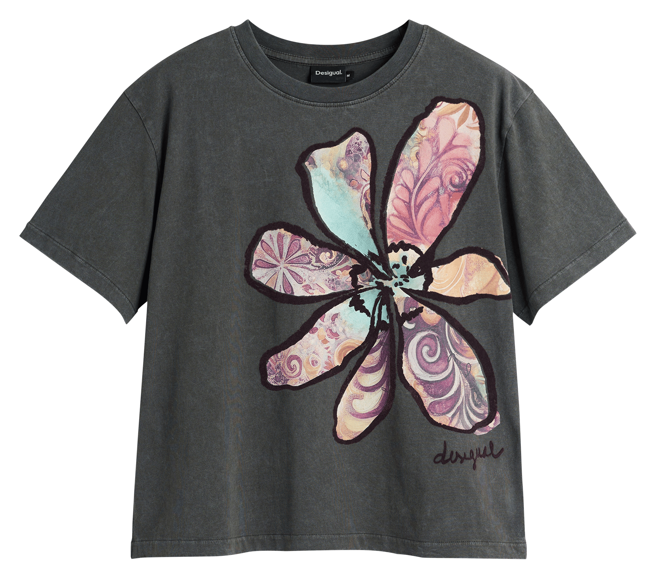 Oversized cotton t-shirt DESIGUAL Black