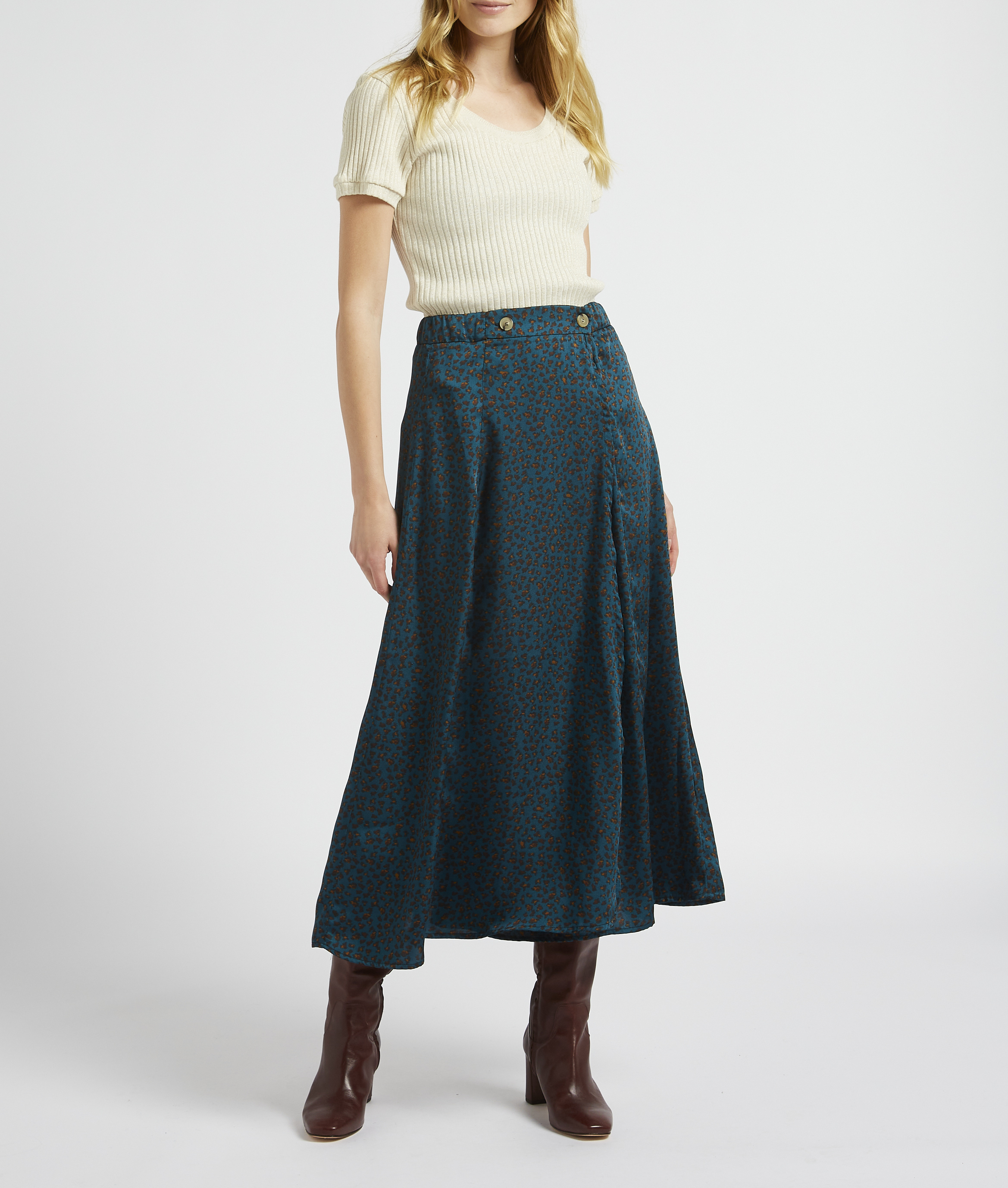 Rundhalsausschnitt T-Shirt aus Baumwollmischung ONE STEP Beige