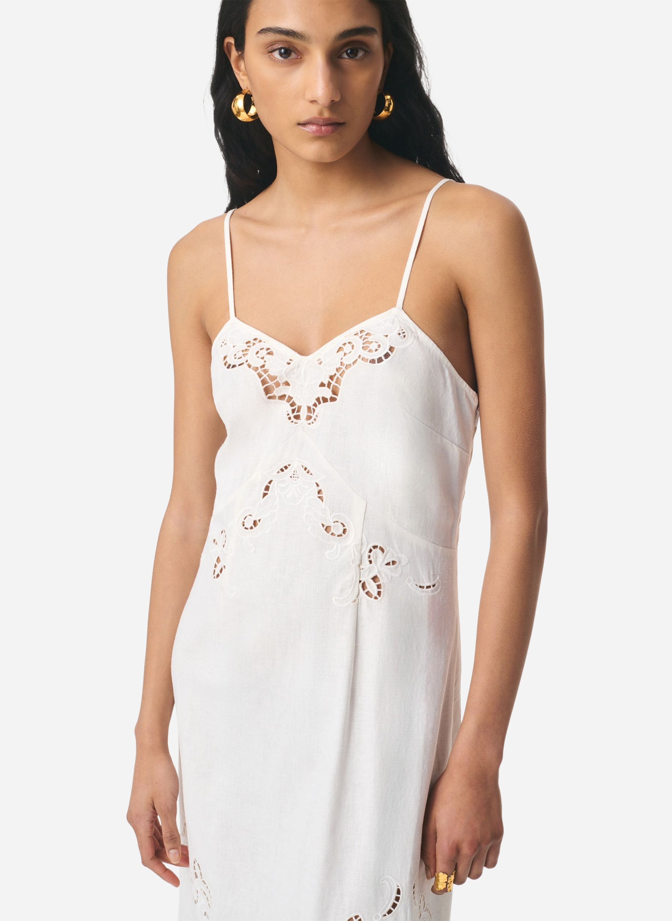 Robe nuisette à broderies VANESSA BRUNO Blanc