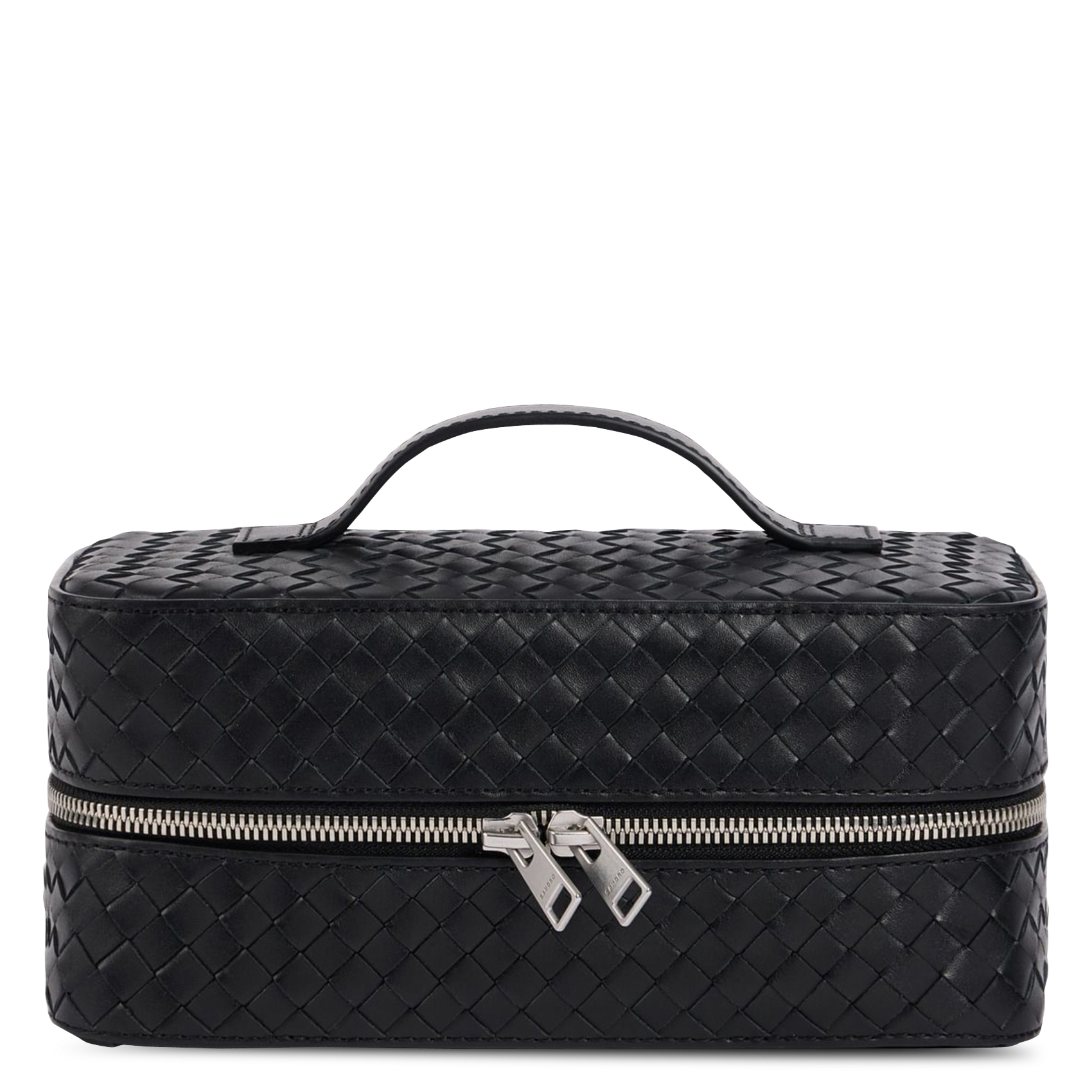Trousse de toilette en cuir tressé SANDRO Noir